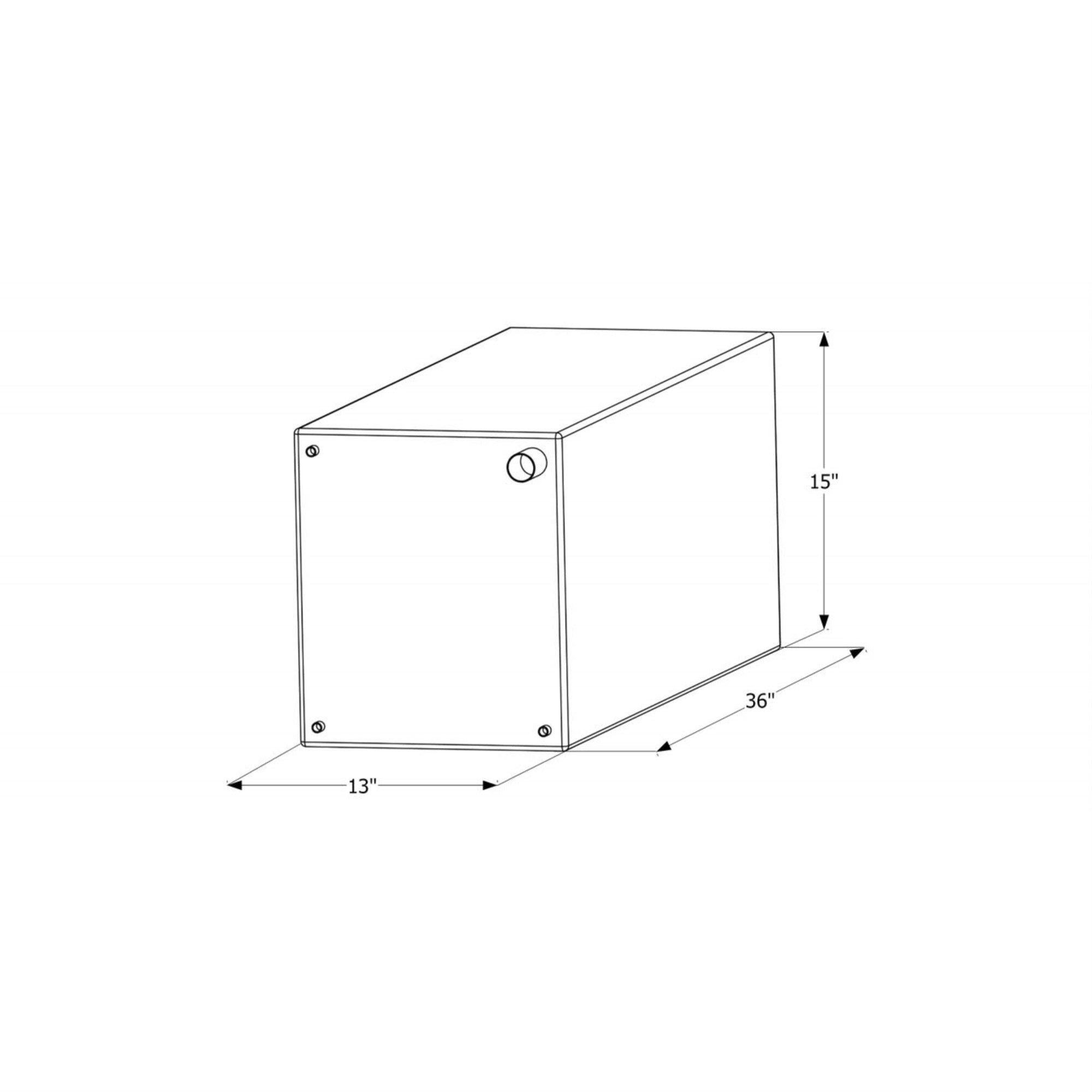 Icon 12727 Fresh Water Tank, Wt2463, 36X15X13, 30 Gal, W/ 1/2' Fittings