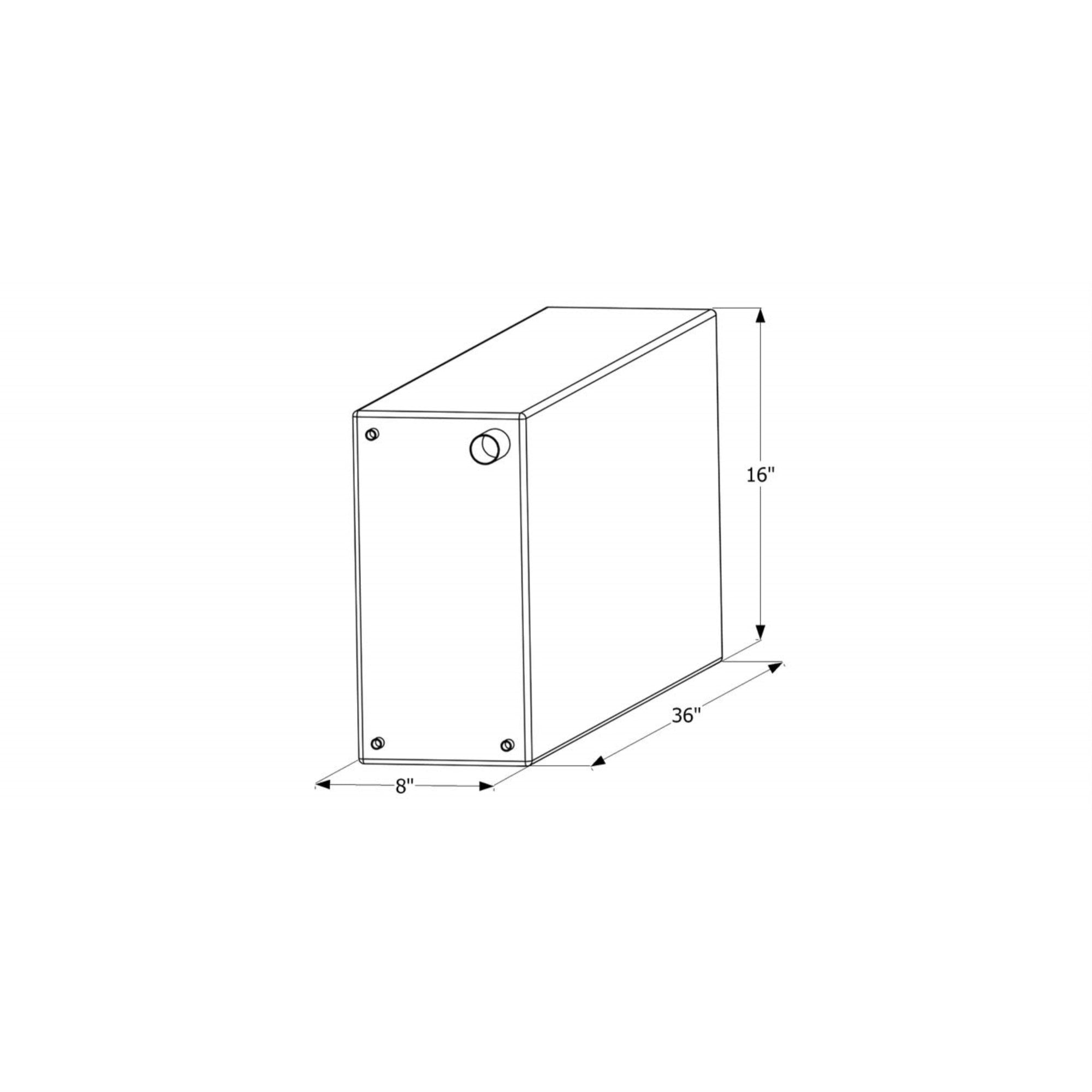Icon 12732 Fresh Water Tank, Wt2468, 36X16X8, 20 Gal., W/ 1/2' Fittings