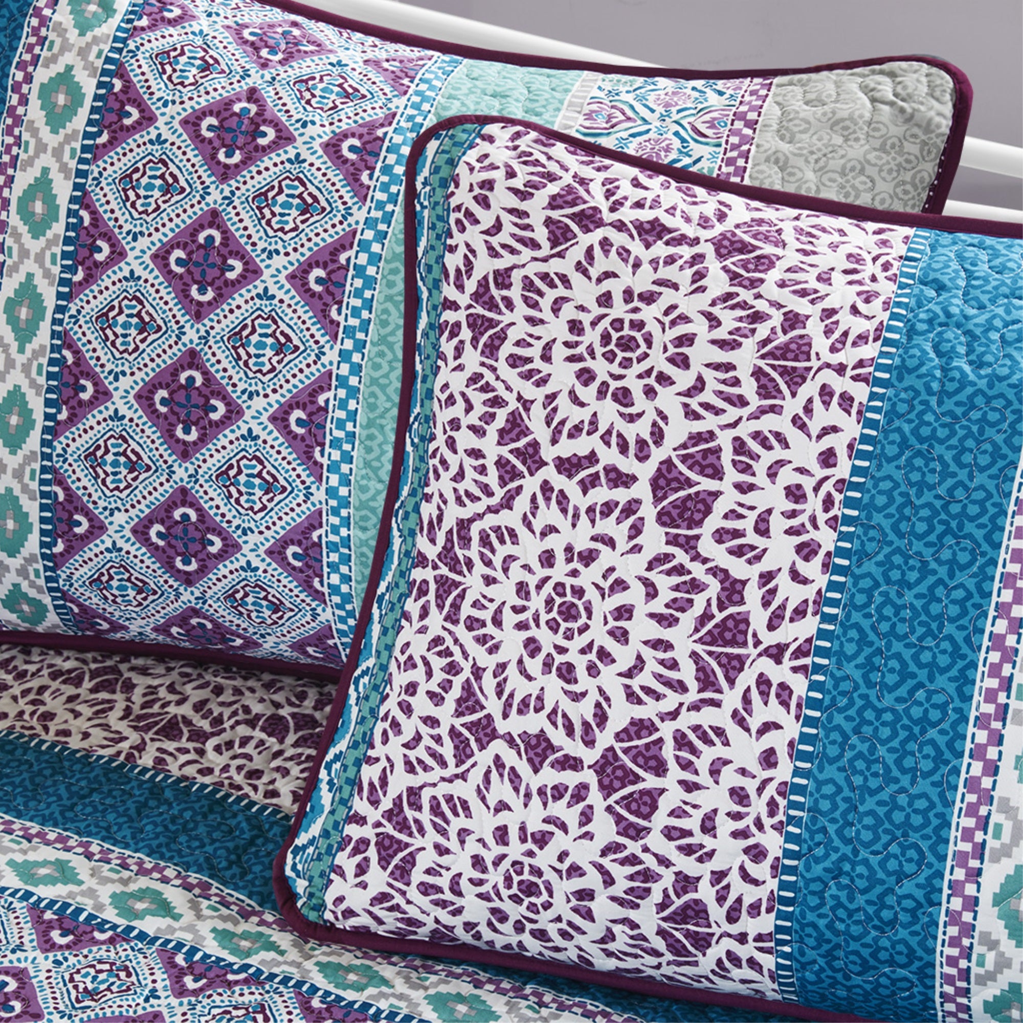 Ergode 6 Piece Boho Reversible Daybed Set - Trendy and Vibrant Global Prints - Includes Shams, Pillow, and Bedskirt - OEKO-TEX Certified -  - Fits Twin Size Mattress