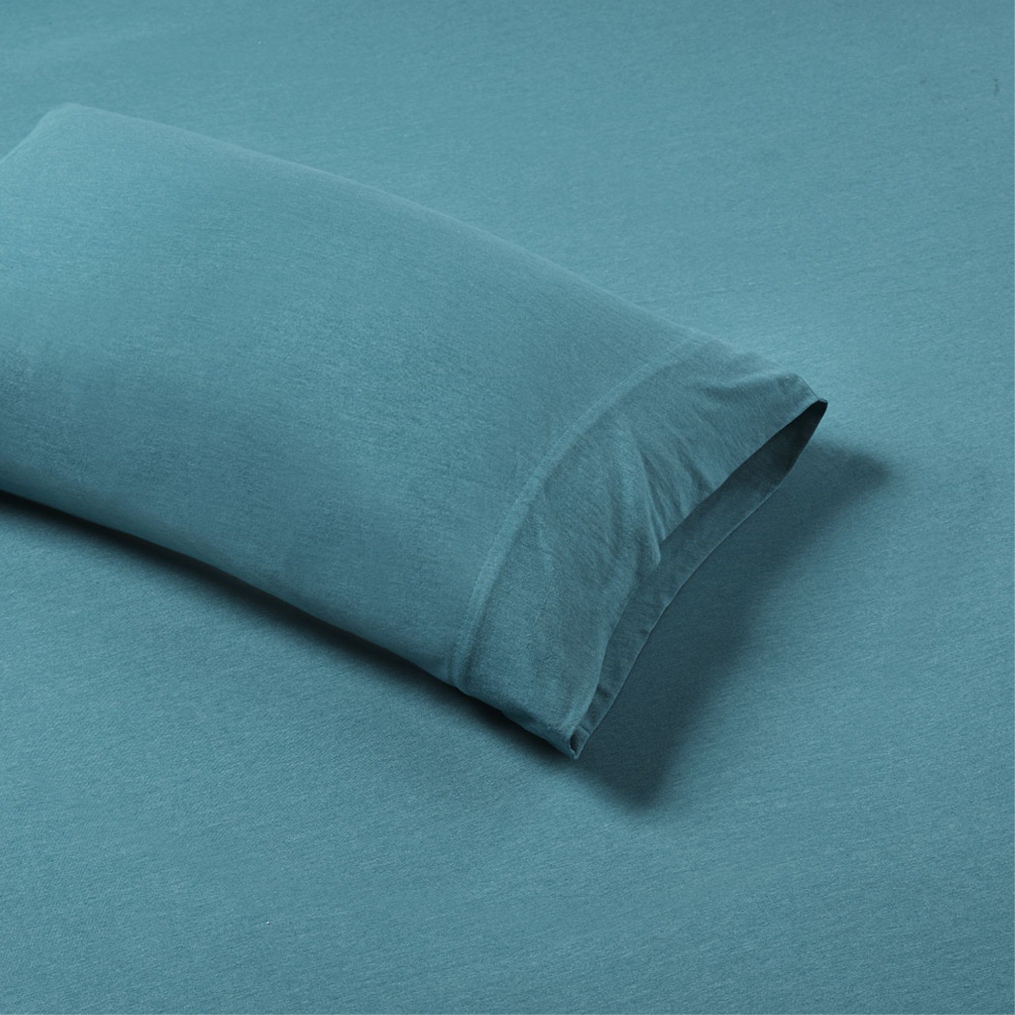 Teal Cotton Blend Jersey Knit All Season Sheet Set - Soft & Durable 50% Cotton 50% Polyester for Year-Round Comfort - Twin, Full, Queen, King Sizes Available
