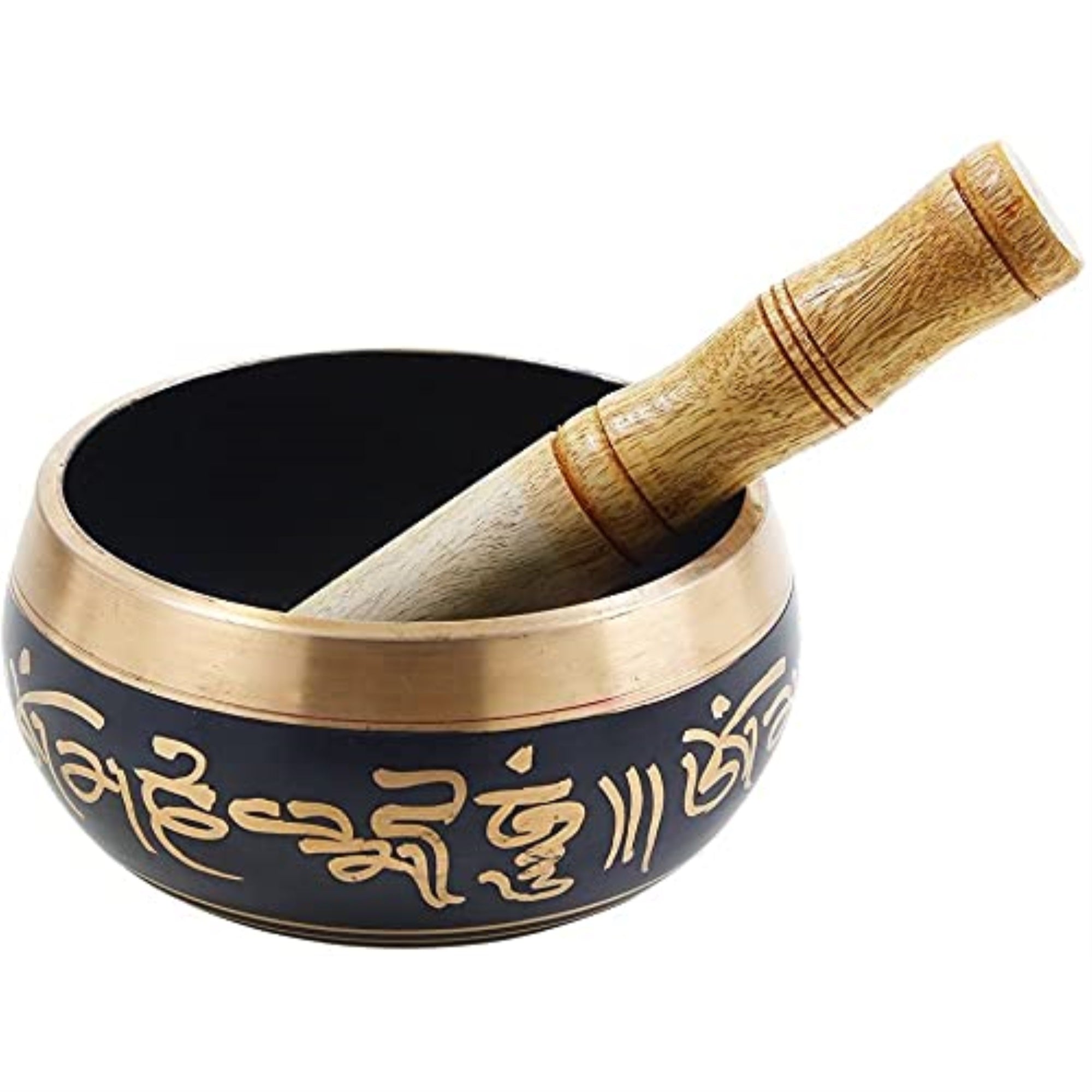 STORE INDYA Hand Carved Tibetan Singing Bowl with Ancient Tibetian Scriptures & Brass Antique Finish Unique Gift Ideas