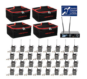 Professional 24-Bit Digital Stereo Wireless Assistive Listening System With 32 Receivers