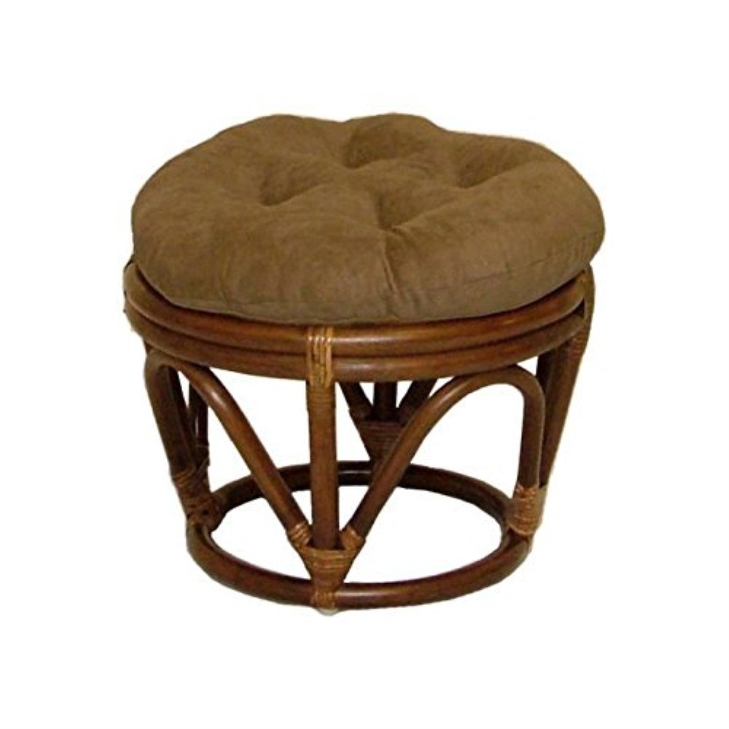 Rattan Ottoman with Micro Suede Cushion -Chocolate