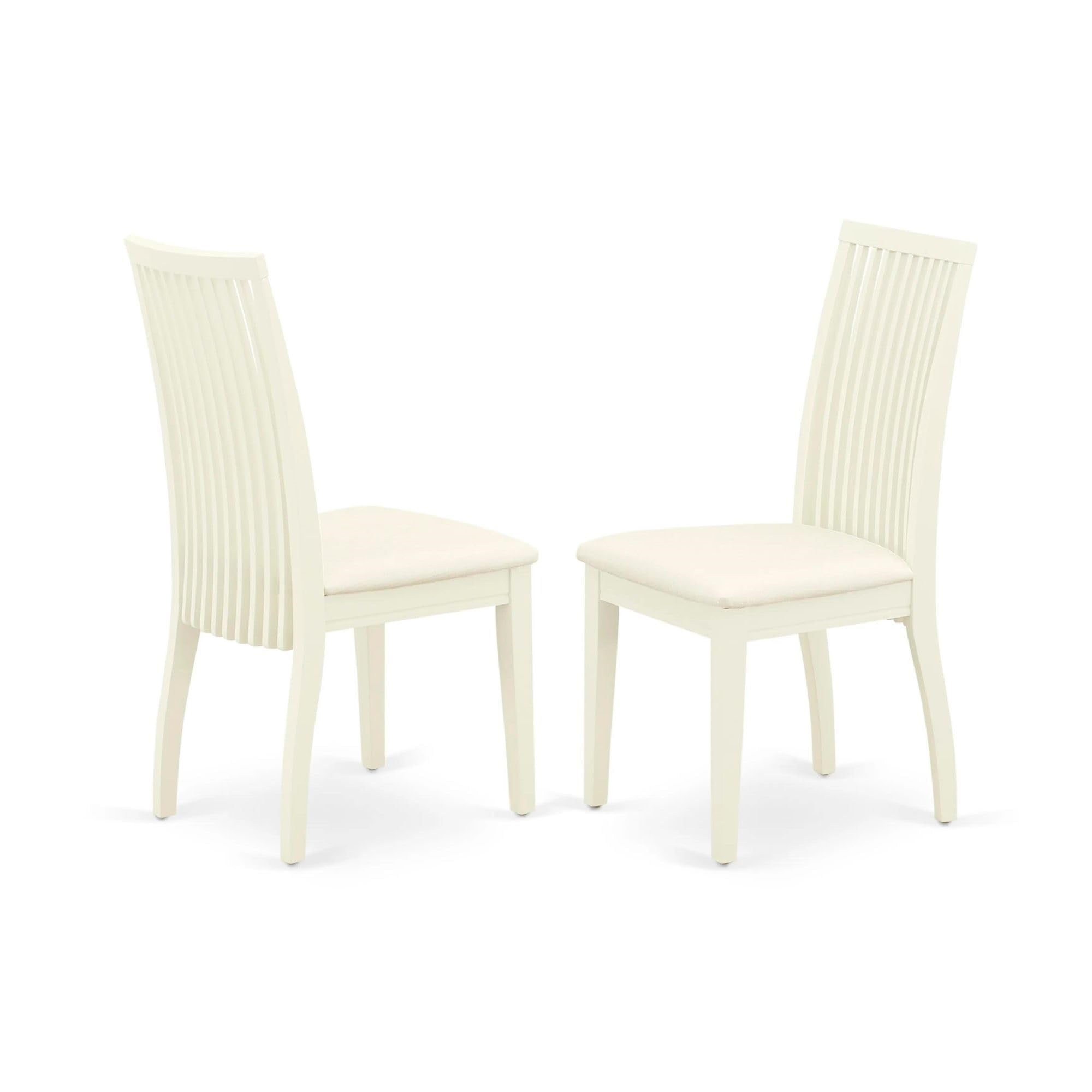 Casafoyer Ipc-Lwh-C Ipswich Dining Chairs - Linen Fabric Upholstered Wood Chairs, Set Of 2, Linen White