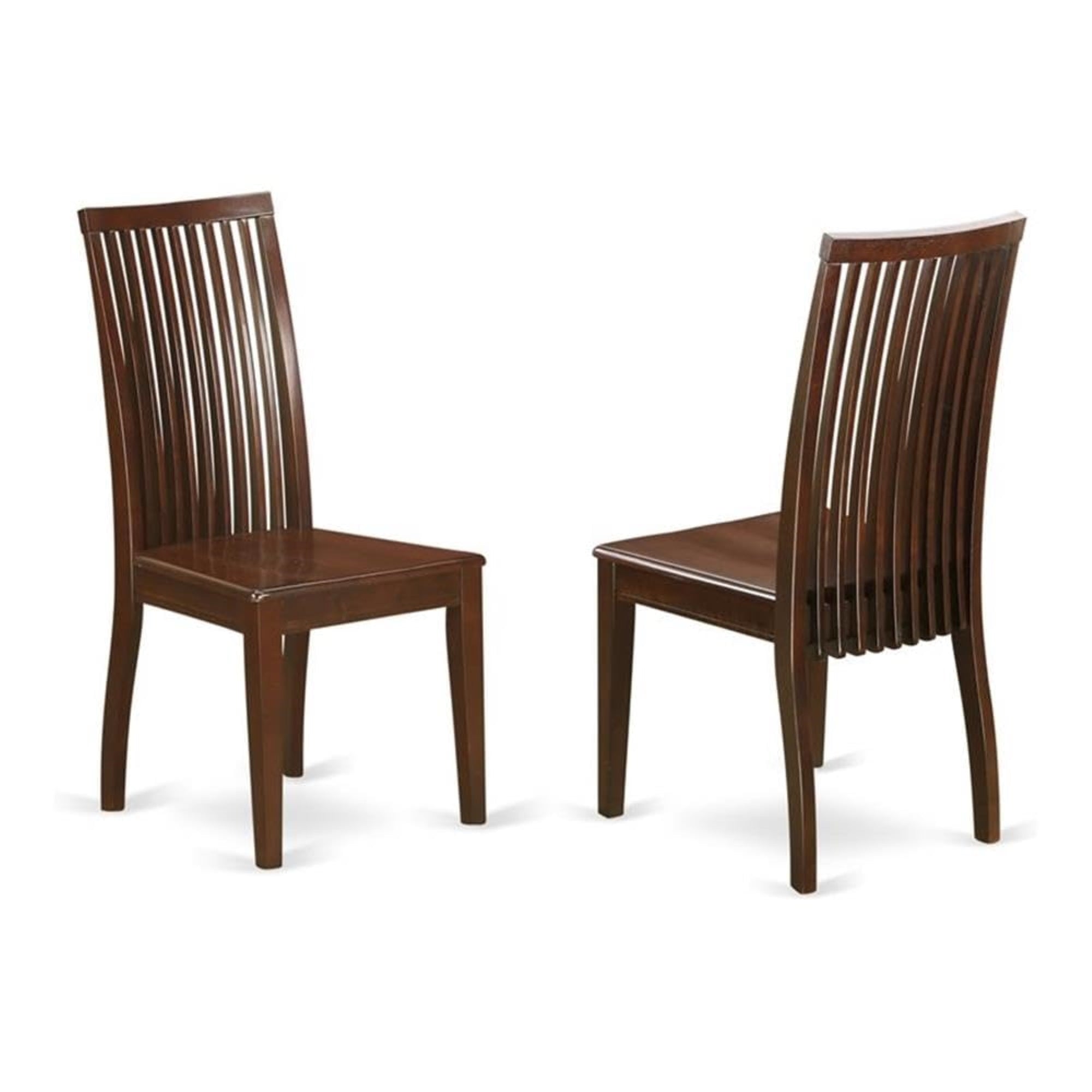 Casafoyer Ipc-Mah-W Ipswich Kitchen Dining Chairs - Slat Back Wooden Seat Chairs, Set Of 2, Mahogany