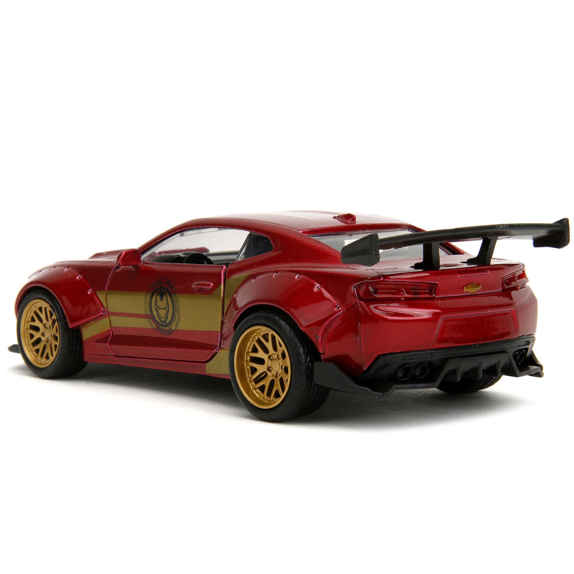 2016 Chevrolet Camaro Red Metallic And Gold And  Diecast Figure 'The Avengers' 'Hollywood Rides' Series 1/32 Diecast Model Car By Jada