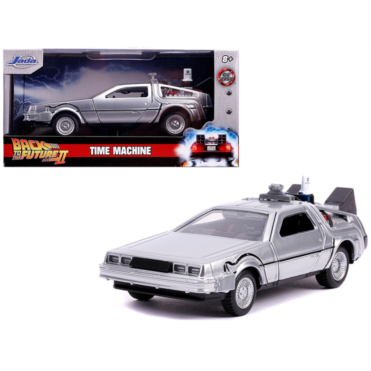 Delorean Dmc (Time Machine) Silver 'Back To The Future Part Ii' (1989) Movie 'Hollywood Rides' Series 1/32 Diecast Model Car By Jada