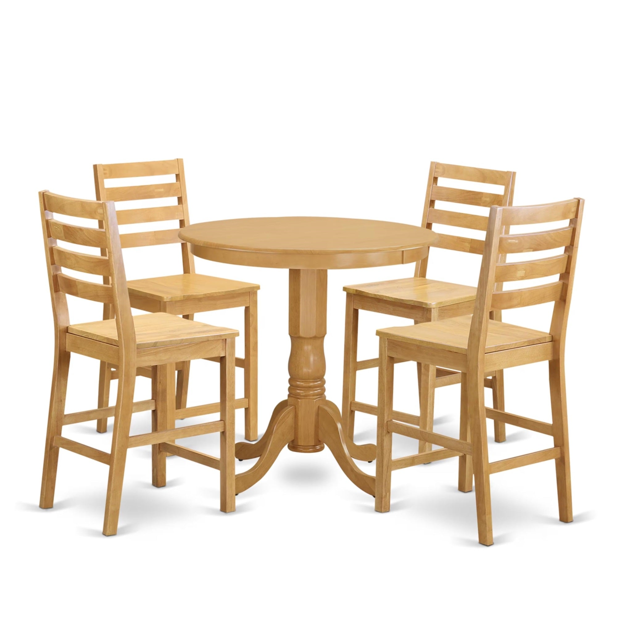 Casafoyer Jacf5-Oak-W 5 Piece Counter Height Dining Set Includes A Round Dining Table With Pedestal And 4 Kitchen Chairs, 36X36 Inch, Oak