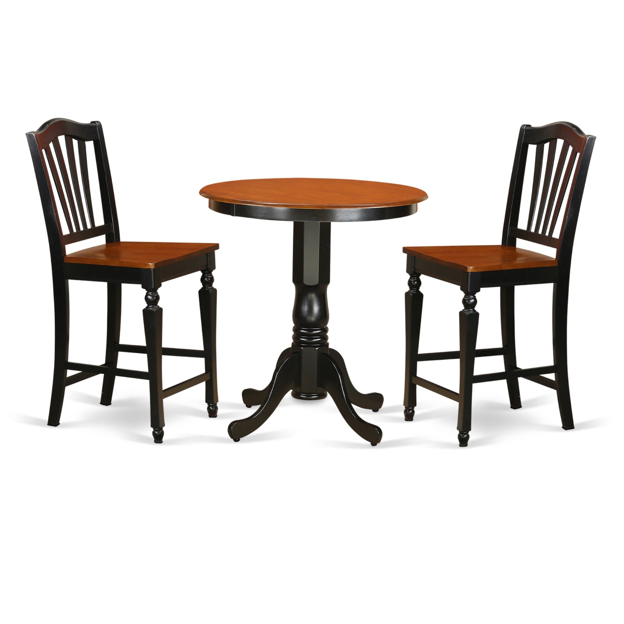 Jach3-Blk-W 3 Pc Counter Height Dining Set-Pub Table And 2 Dining Chairs.