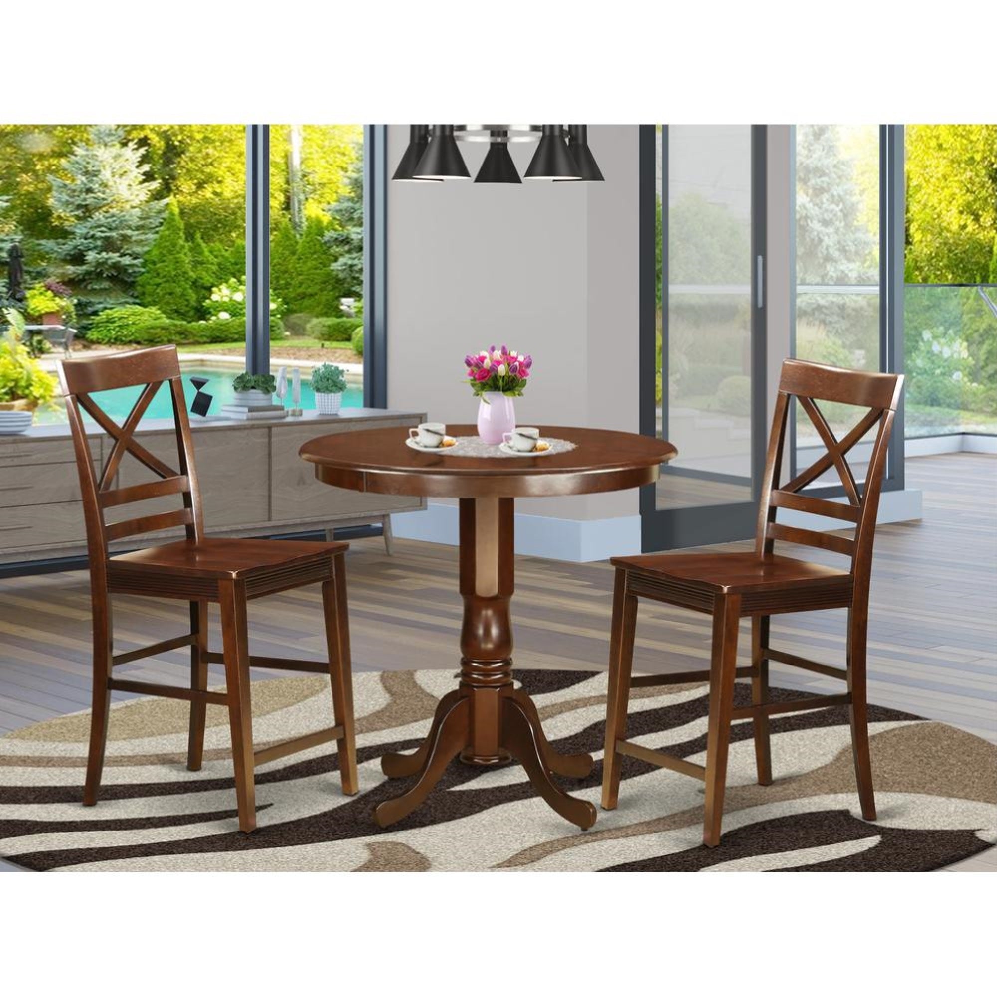 3  Pc  Dining  counter  height  set  -  high  Table  and  2  Dining  Chairs.