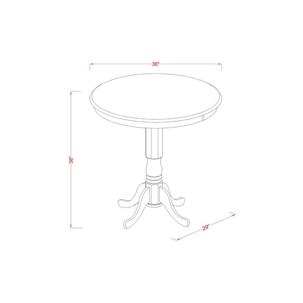 East West Furniture Jat-Whi-Tp Jackson Counter Height Dining Round Dinner Table Top With Pedestal Base, 36X36 Inch, Buttermilk & Cherry