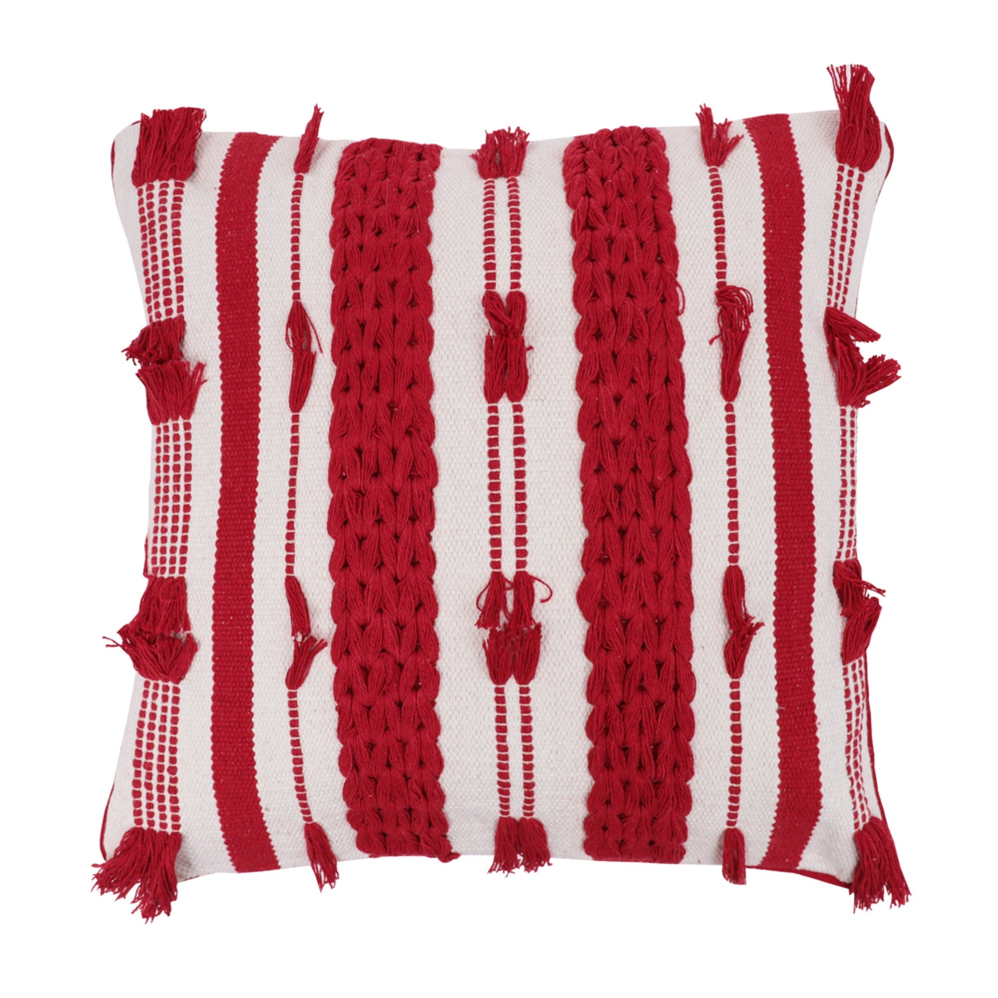 20” x 20” Red/White Stripe Cotton Pillow