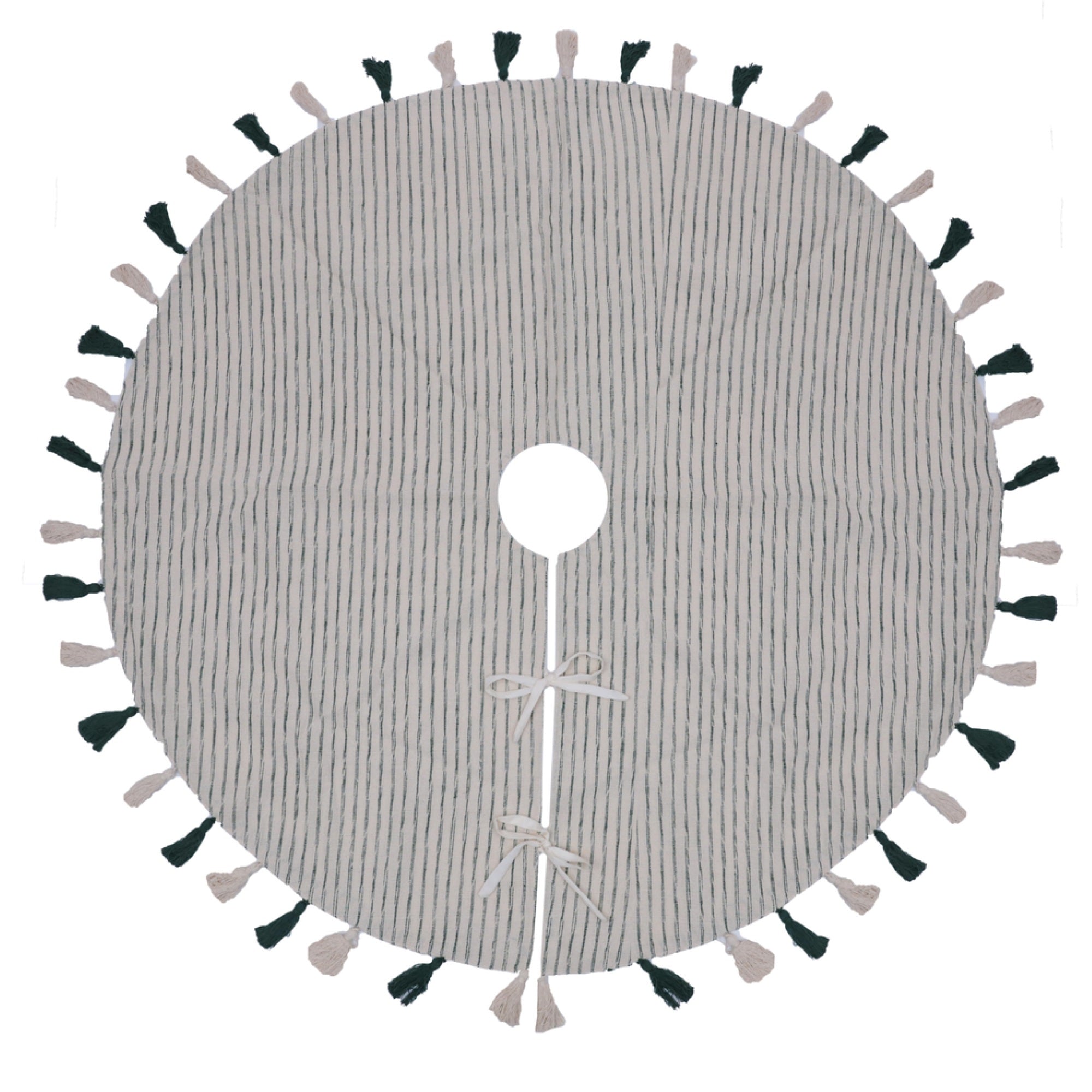 48” Green Stripe Cotton Tree Skirt
