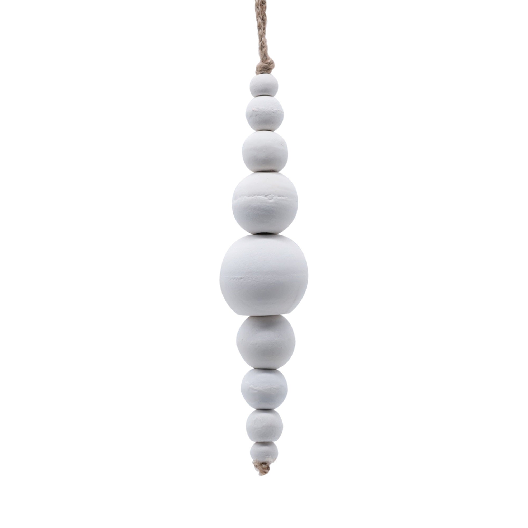7” White Wooden Bead Ornament 2/bag