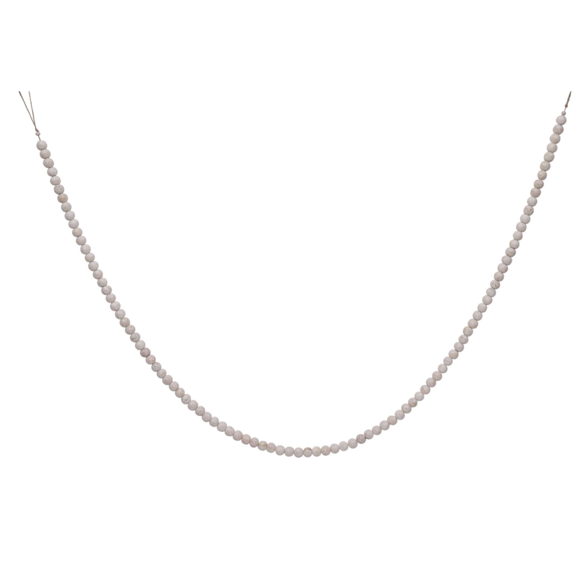 72” White Wooden Bead Garland 2/bag