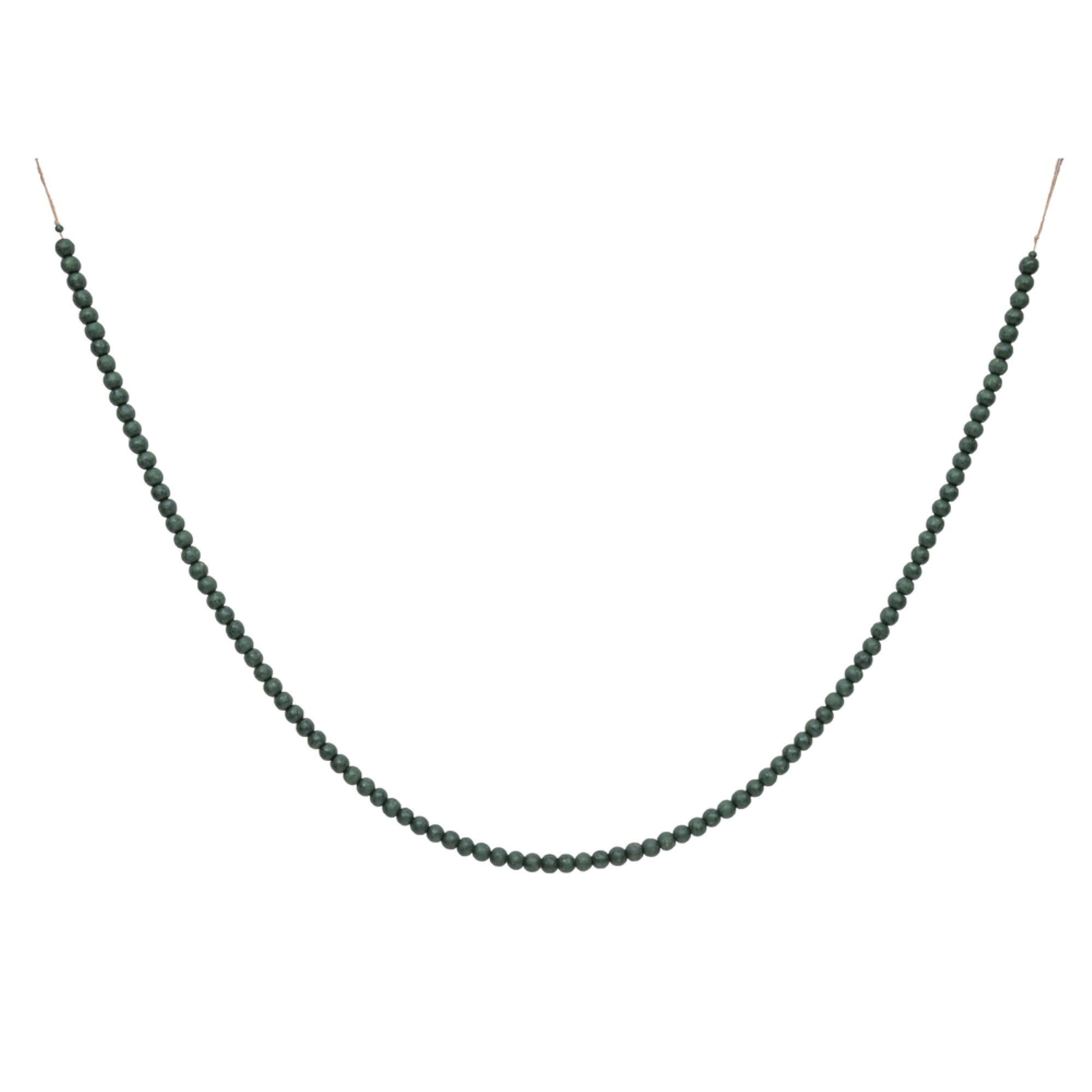 72” Moss Green Wooden Bead Garland 2/bag