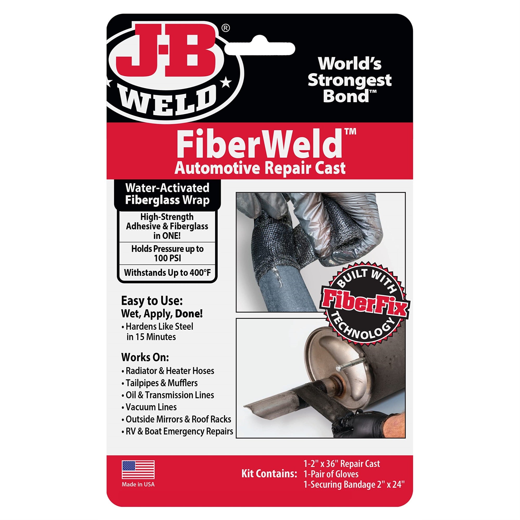 J-B Weld Fiberweld 2' X 36' Automoitve Repair Cast, Black (38237)