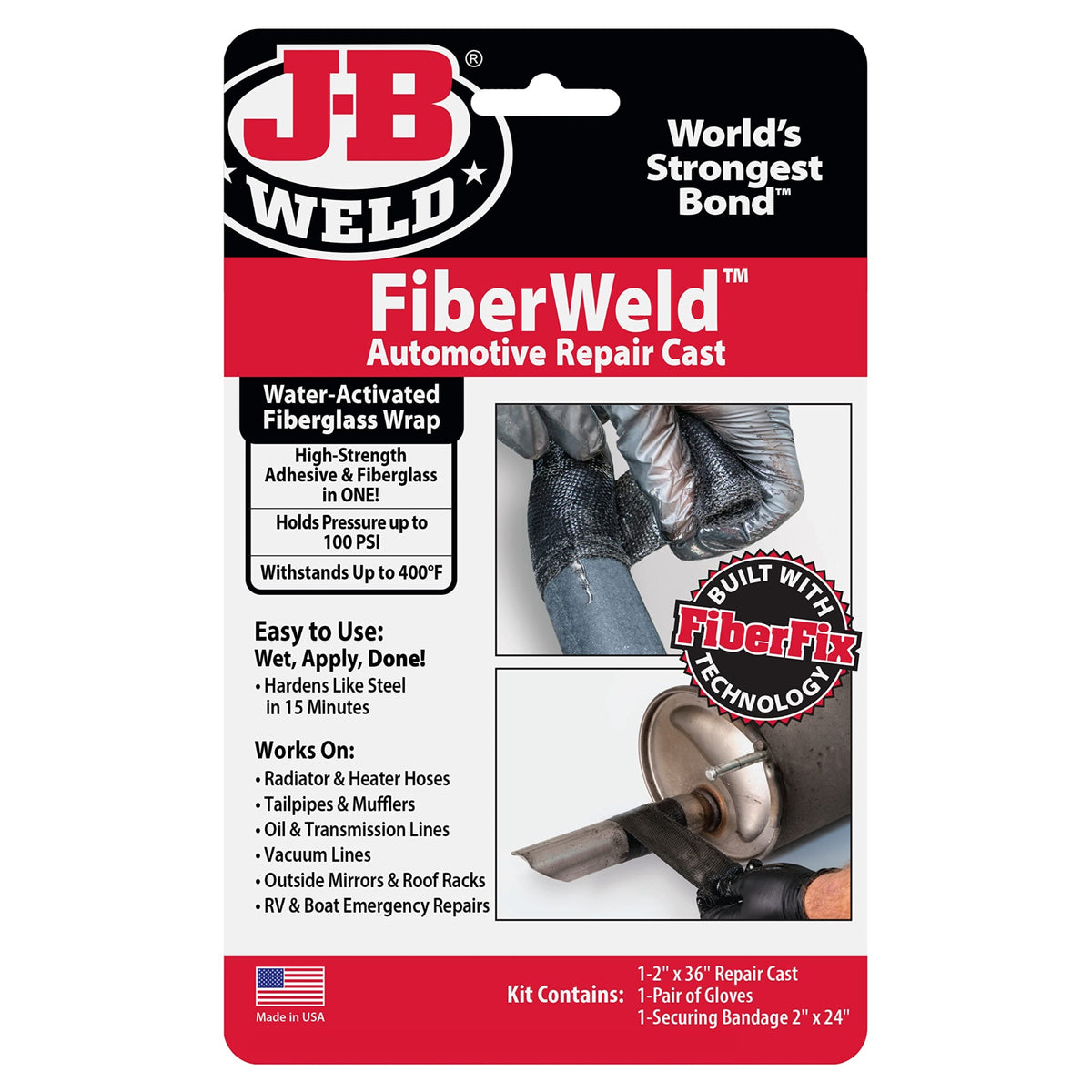 J-B Weld Fiberweld 2' X 36' Automoitve Repair Cast, Black (38237)