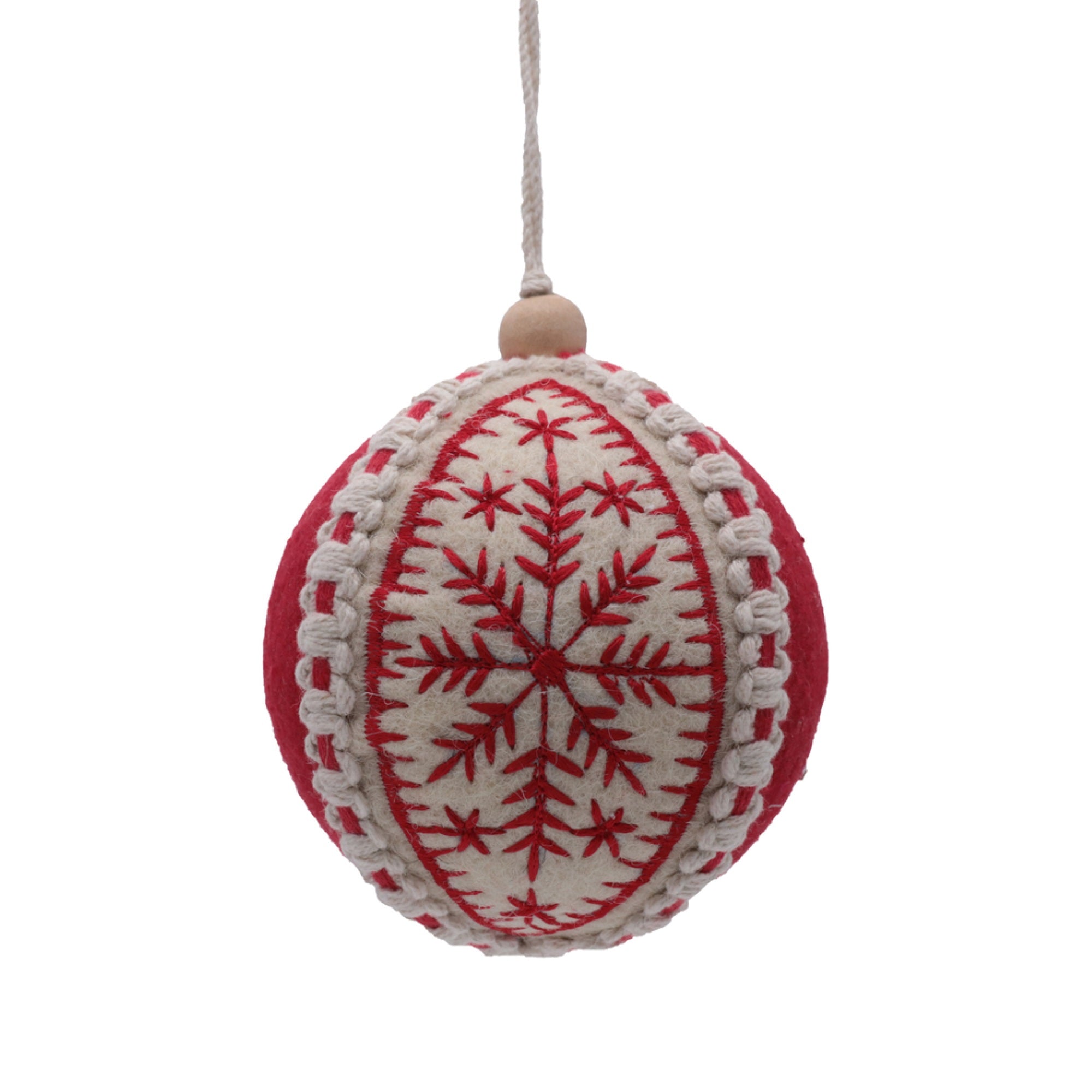 4” Red/White Felt Snowflake Ball 2/bag