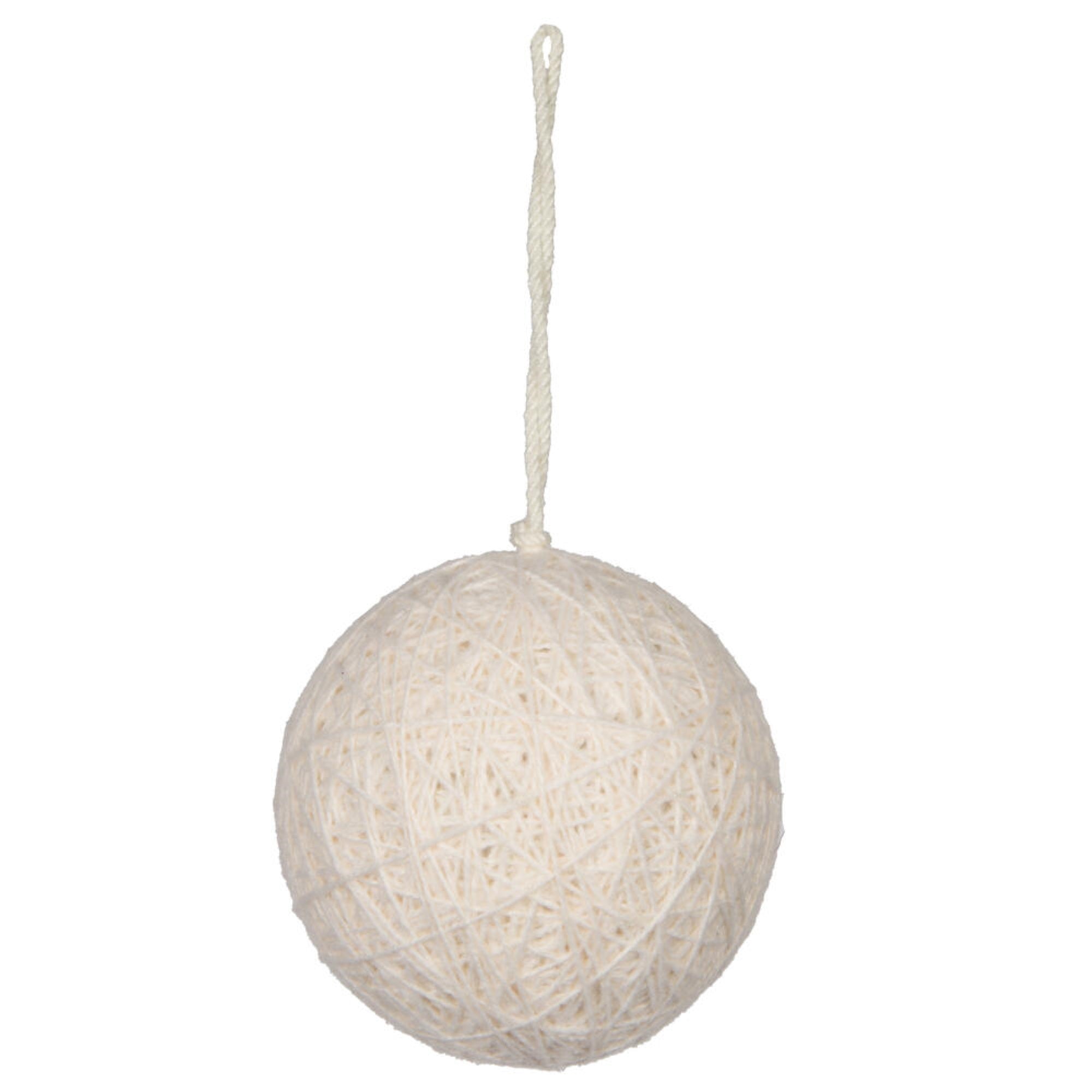 Vickerman 5” Ivory Wool String Wrapped Ball Ornament 2 per bag.