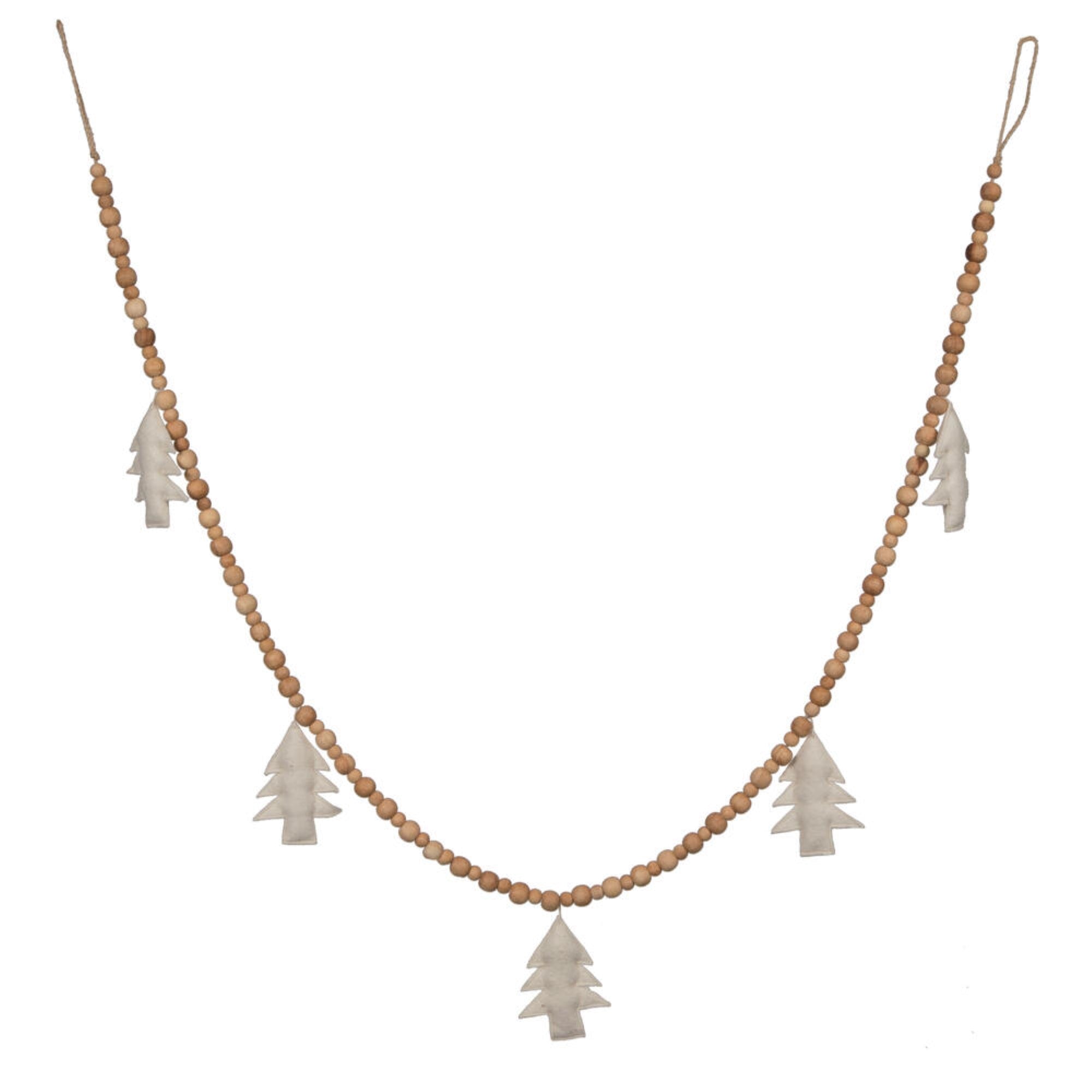 Vickerman 5' White Felt Tree and Natural Wood Bead .