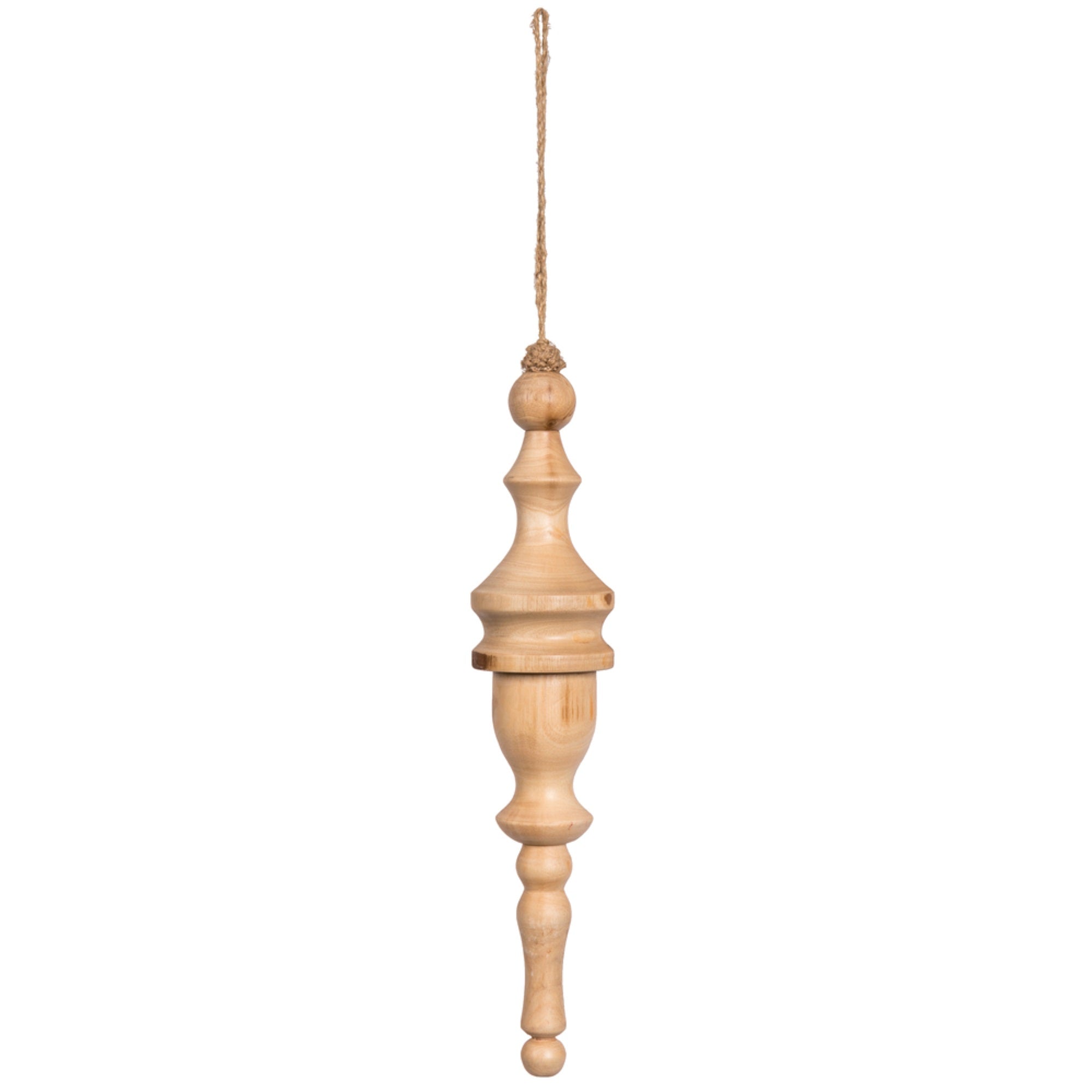 12” Lt Nat Turned Wood Finial Ornt 2/Bag