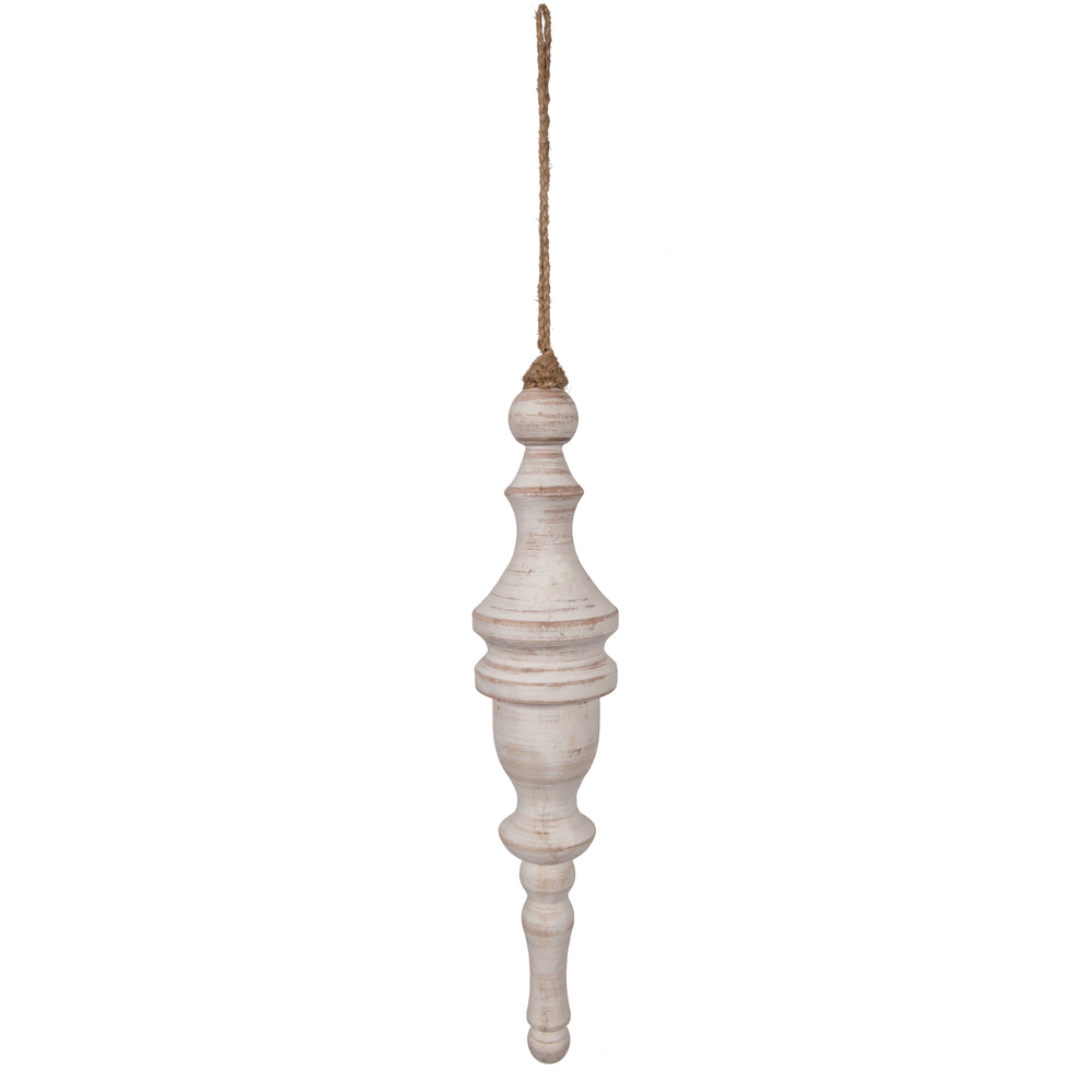 12” Whtwsh Turned Wood Finial Ornt 2/Bag