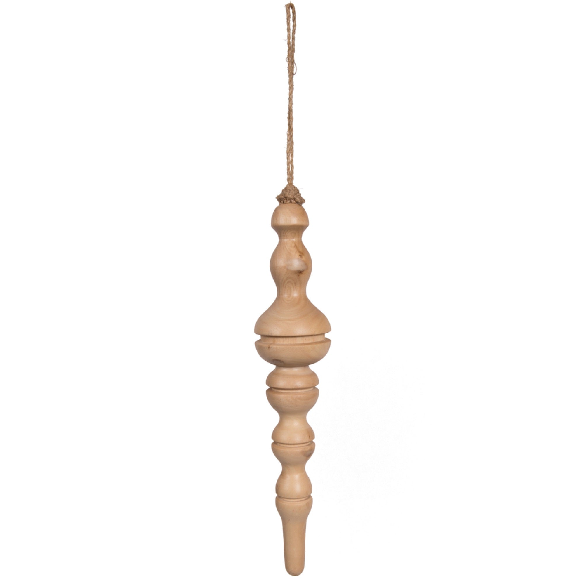 12” Lt Nat Turned Wood Finial Ornt 2/Bag