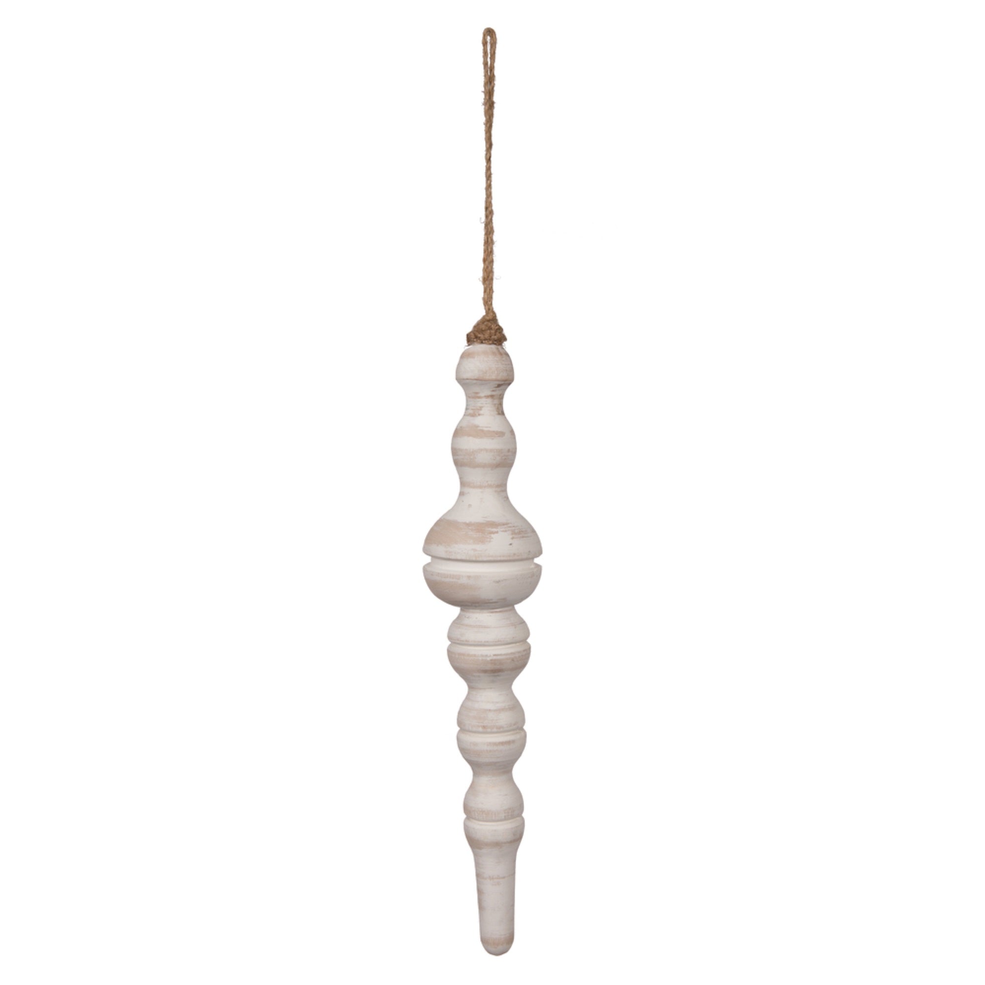 12” Whtwsh Turned Wood Finial Ornt 2/Bag