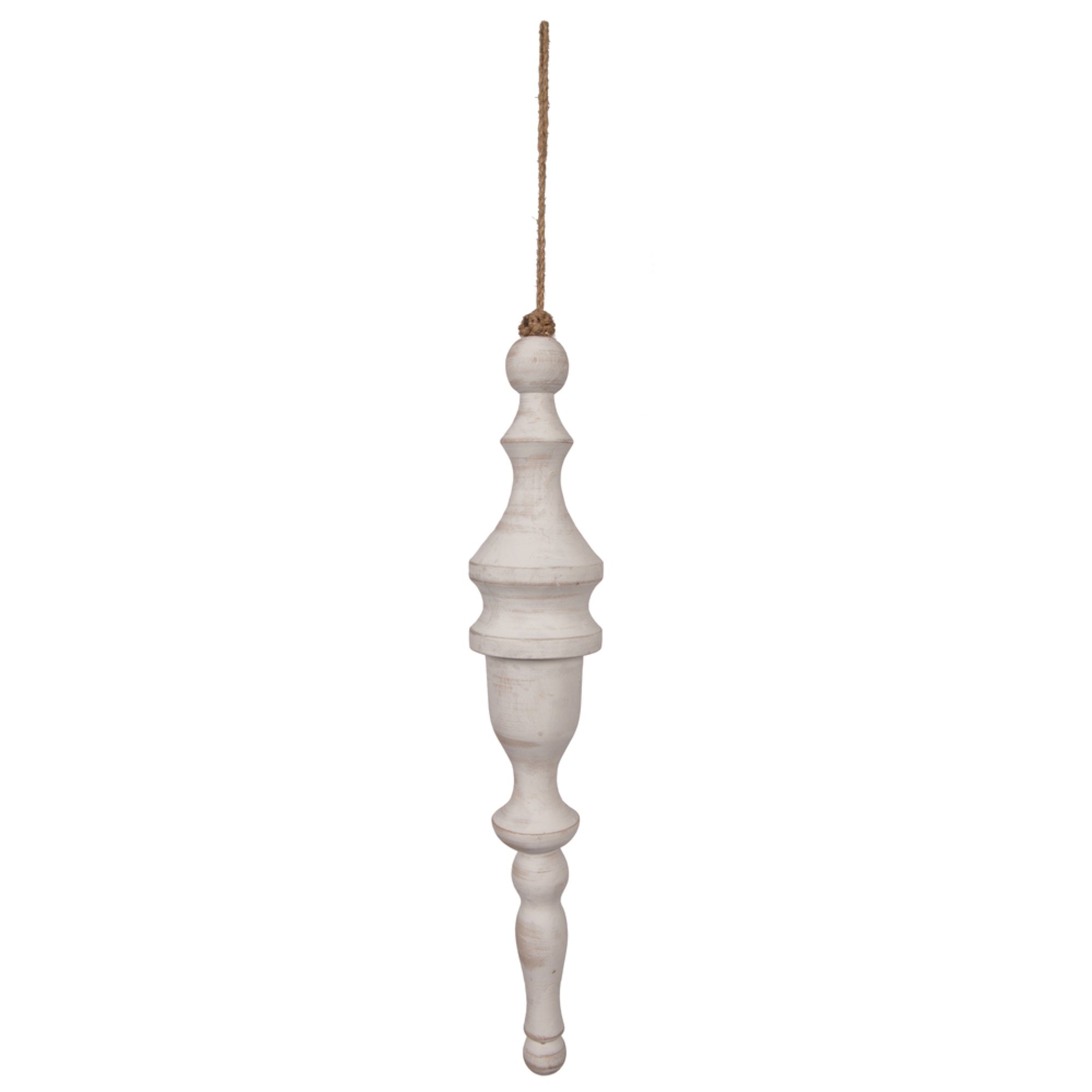 Vickerman 15” White Washed Turned Wood Finial Ornament 2 per bag.