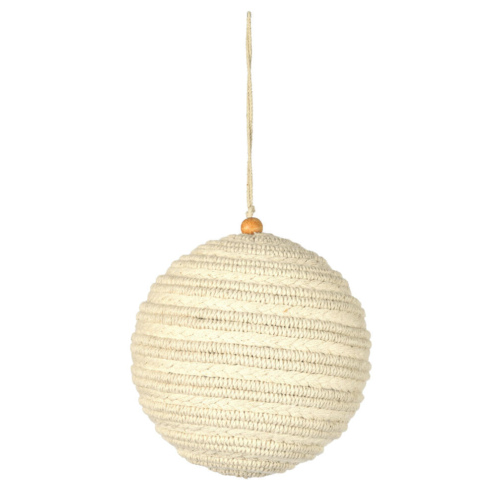 5.5” White Braided Cotton Ball Orn 2/Bag