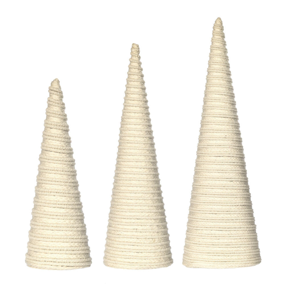 12/18/24” White Braided Cone Set/3 3/Bag