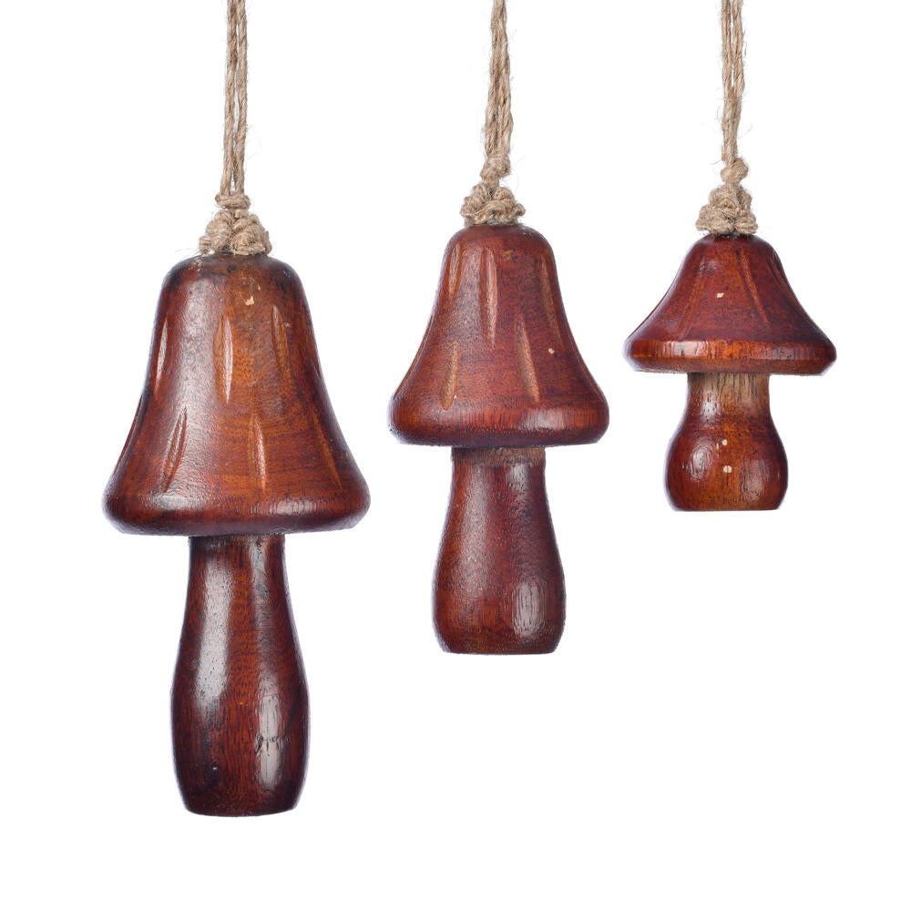 2/3/4.5” Dark Wood Mushroom Orn Set/3