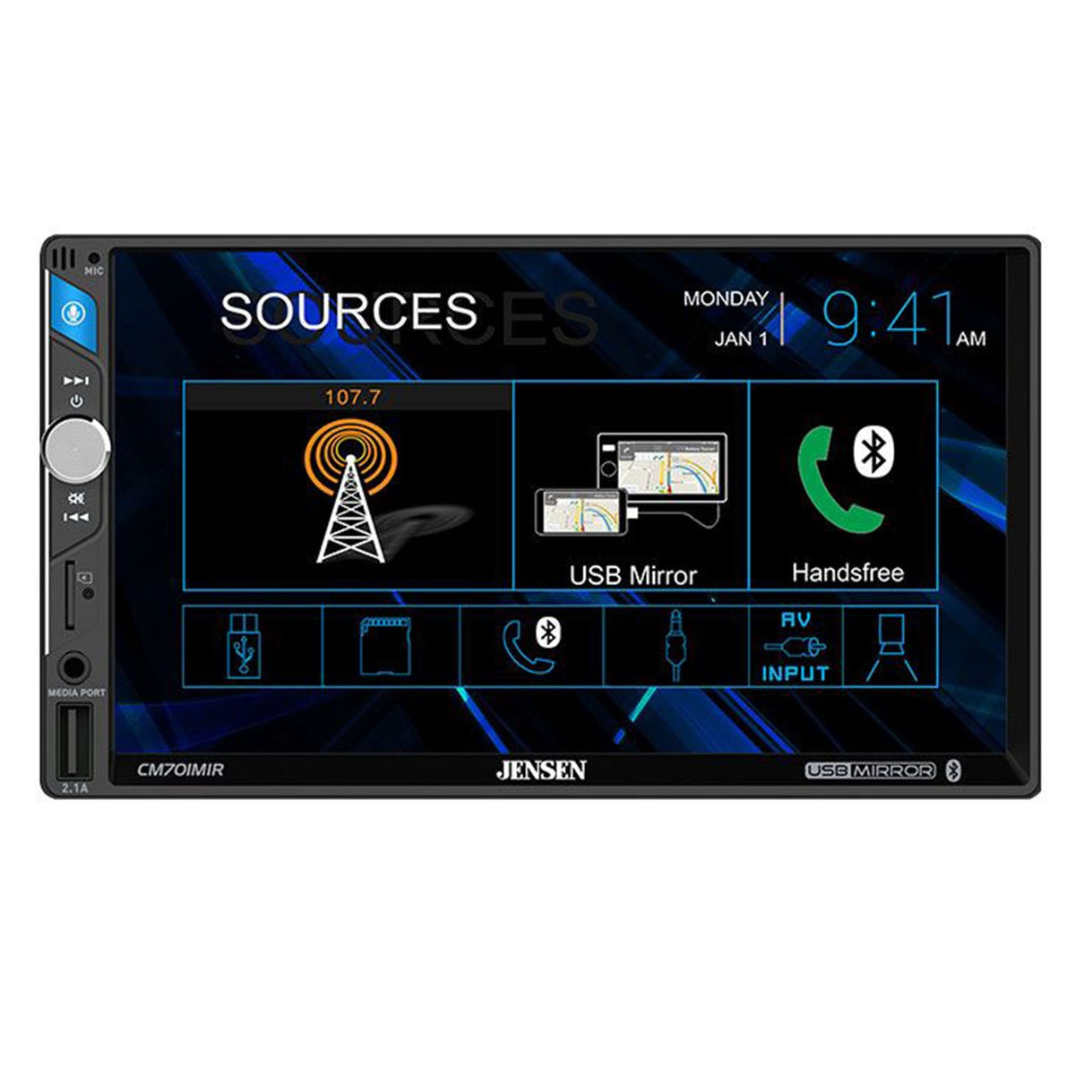 Jensen Cm701Mir Digital Multimedia Receiver With 7' Touchscreen (No Cd)