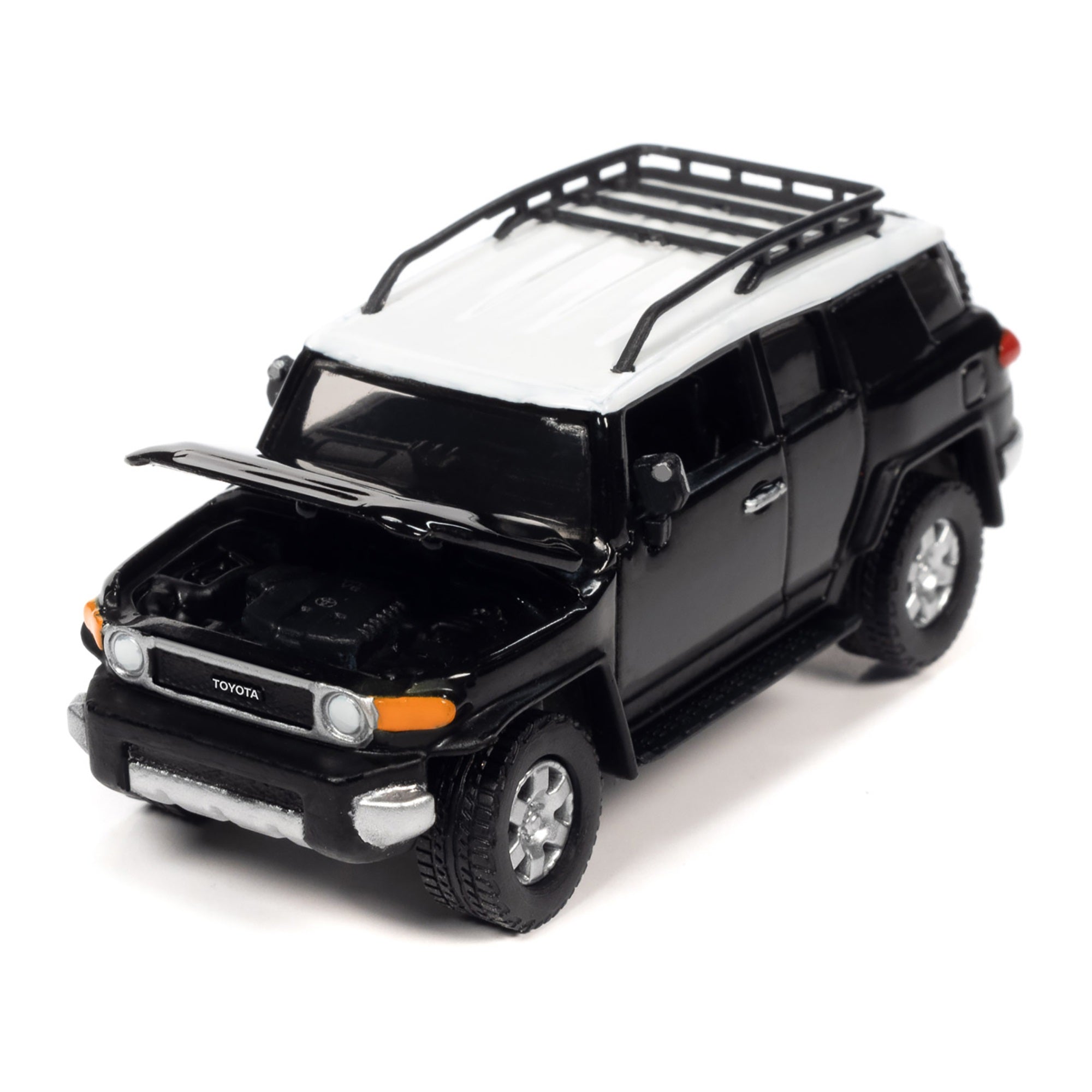 2007 Toyota FJ Cruiser Black Diamond with White Top and Roofrack “Classic Gold Collection” Series Limited Edition 1/64 Diecast Model Car by Johnny Lightning