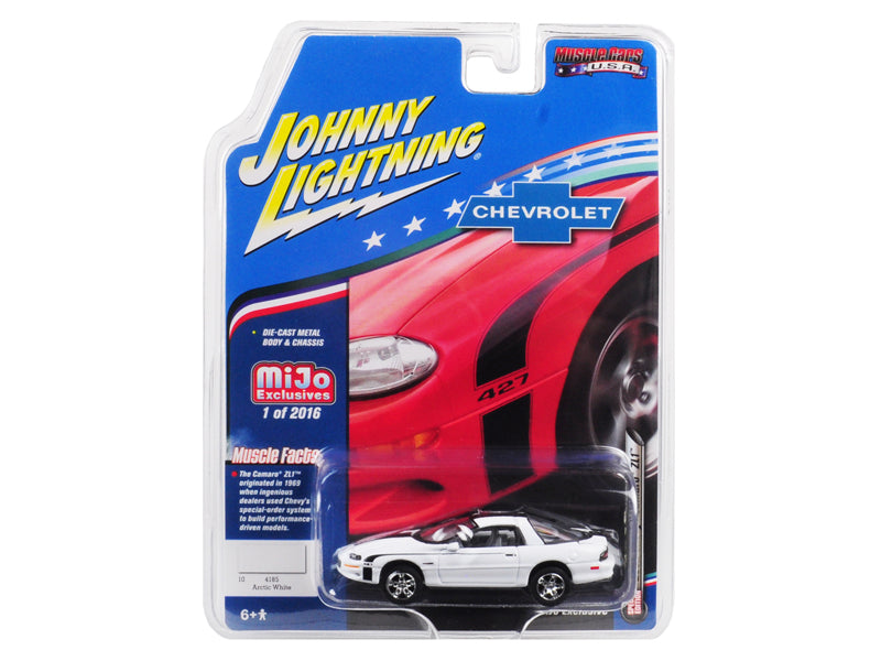 2002 Chevrolet Camaro ZL1 427 Arctic White with Black Stripes “Muscle Cars USA” Limited Edition to 2016 pieces Worldwide 1/64 Diecast Model Car by Johnny Lightning