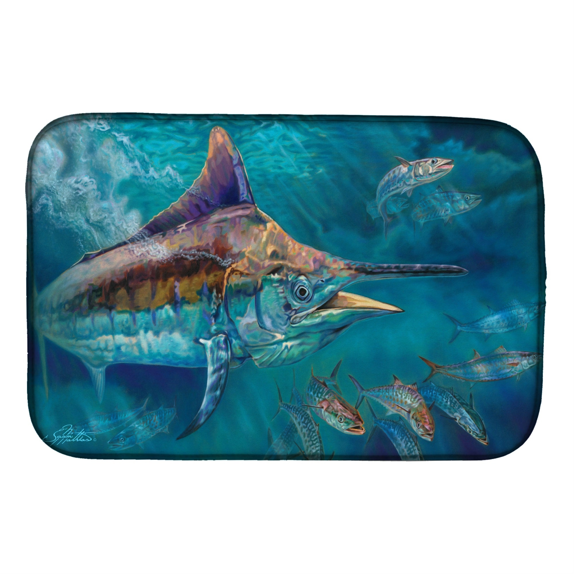 Caroline'S Treasures Jma2005Ddm Liquid Metal Black Marlin Dish-Drying-Mats, 14 X 21, Multicolor