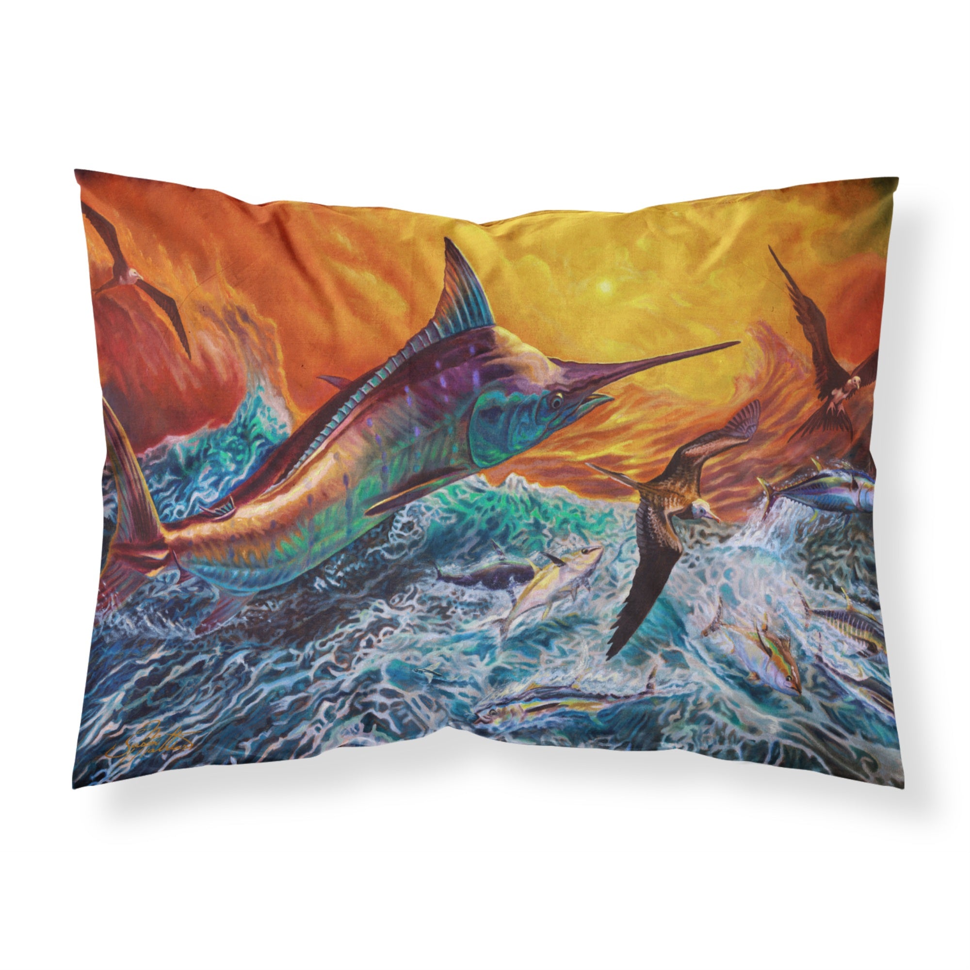 Caroline'S Treasures Reflective Chaos Blue Marlin Fabric Standard Pillowcases, Multicolor