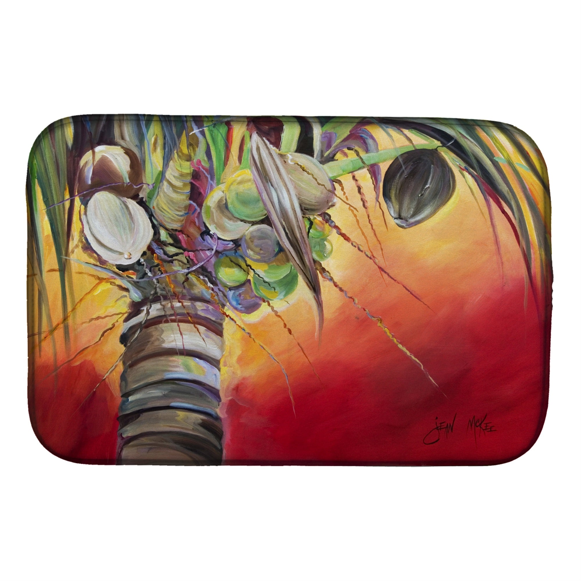 Caroline'S Treasures Sunset On The Coconut Tree Dish Drying Mat, 14 X 21
