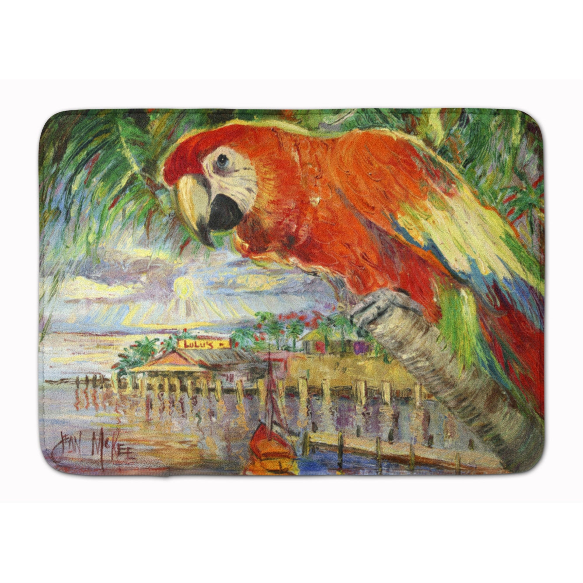Caroline'S Treasures Red Parrot At Lulu'S Floor Mat, 19 X 27, Multicolor
