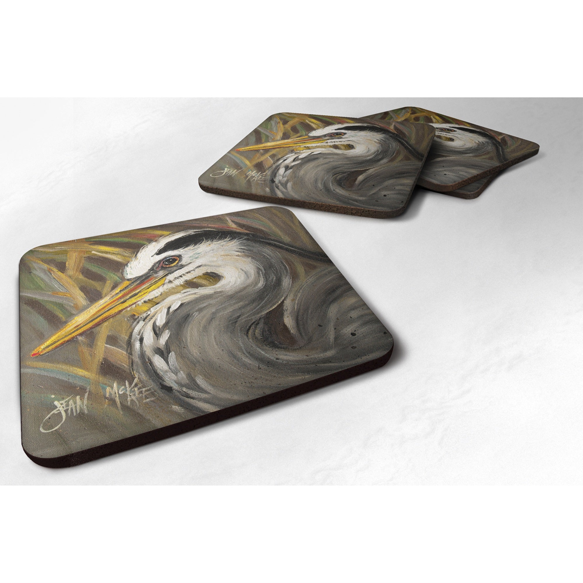 Caroline'S Treasures Jmk1229Fc Blue Heron Foam Coaster (Set Of 4), 3.5 H X 3.5 W, Multicolor