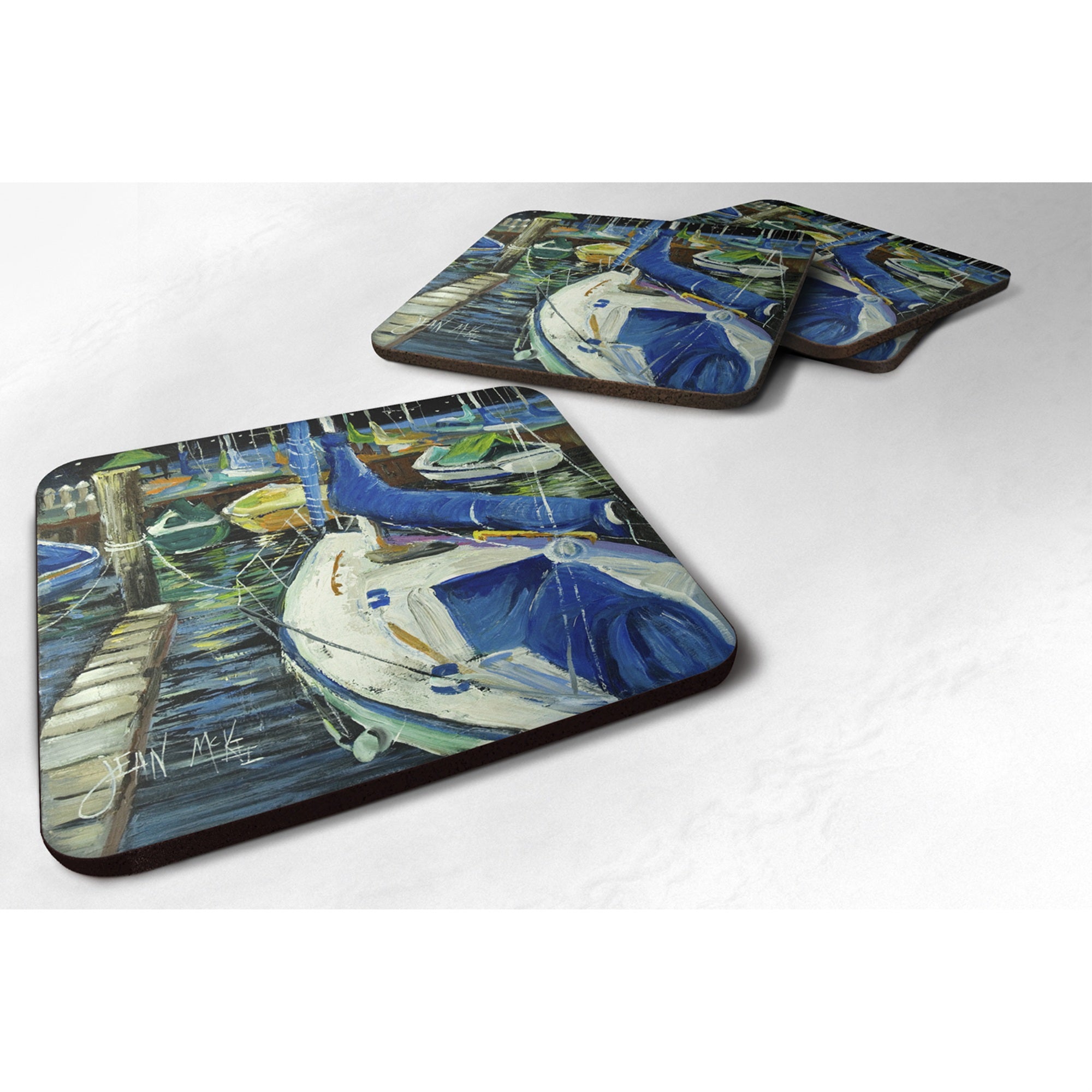 Caroline'S Treasures Jmk1245Fc Sailboats Foam Coaster (Set Of 4), 3.5 H X 3.5 W, Multicolor