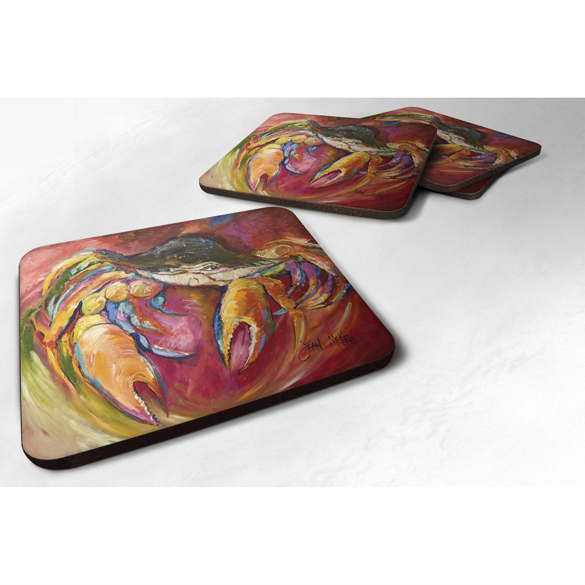 Caroline'S Treasures Jmk1249Fc Crab Stars Foam Coaster (Set Of 4), 3.5 H X 3.5 W, Multicolor