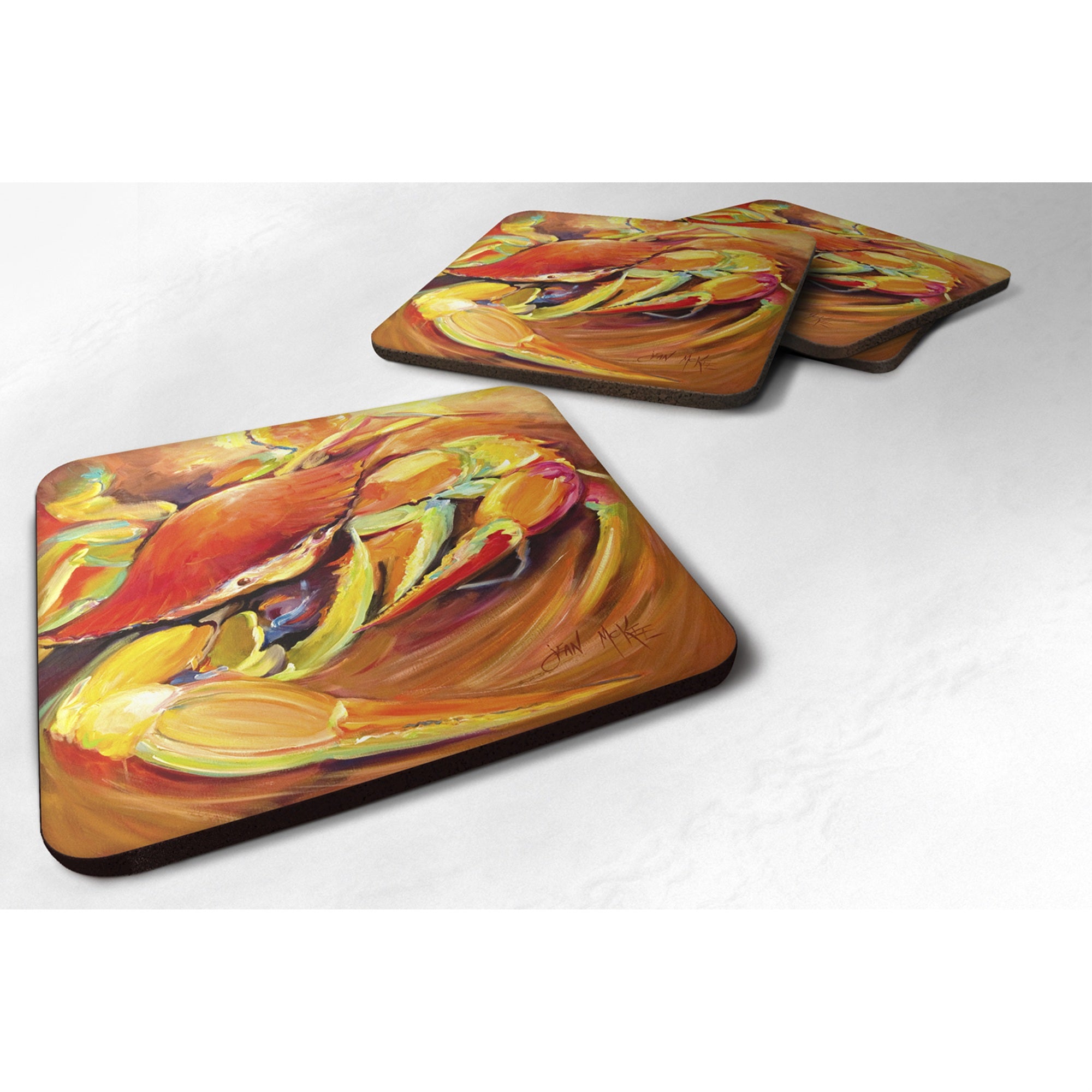 Caroline'S Treasures Jmk1250Fc Crab Spice Foam Coaster (Set Of 4), 3.5 H X 3.5 W, Multicolor