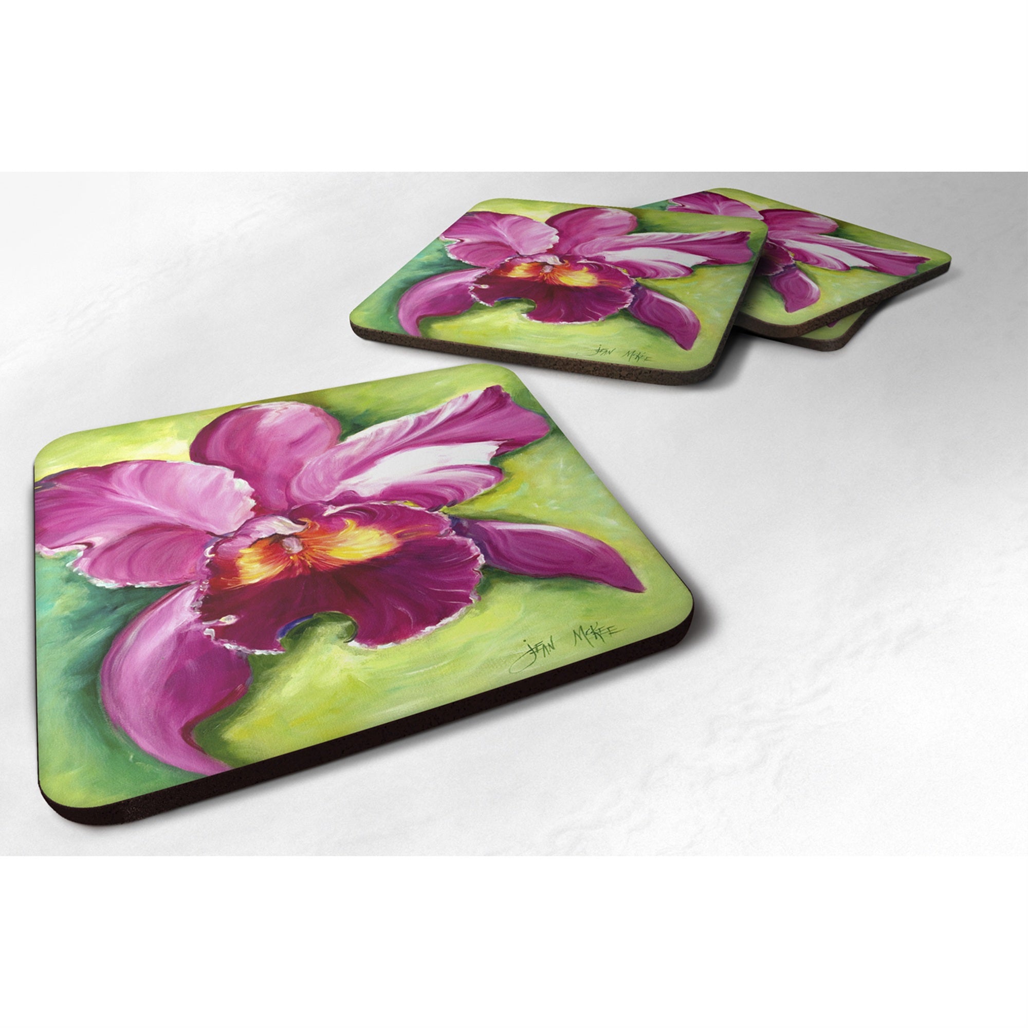 Caroline'S Treasures Jmk1270Fc Orchid Foam Coaster (Set Of 4), 3.5 H X 3.5 W, Multicolor