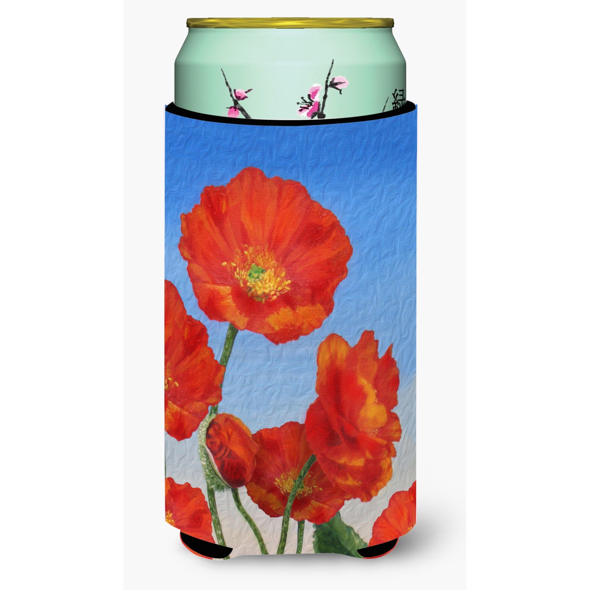 Caroline'S Treasures Poppies By Sinead Jones Tall Boy Koozie Hugger, Multicolor