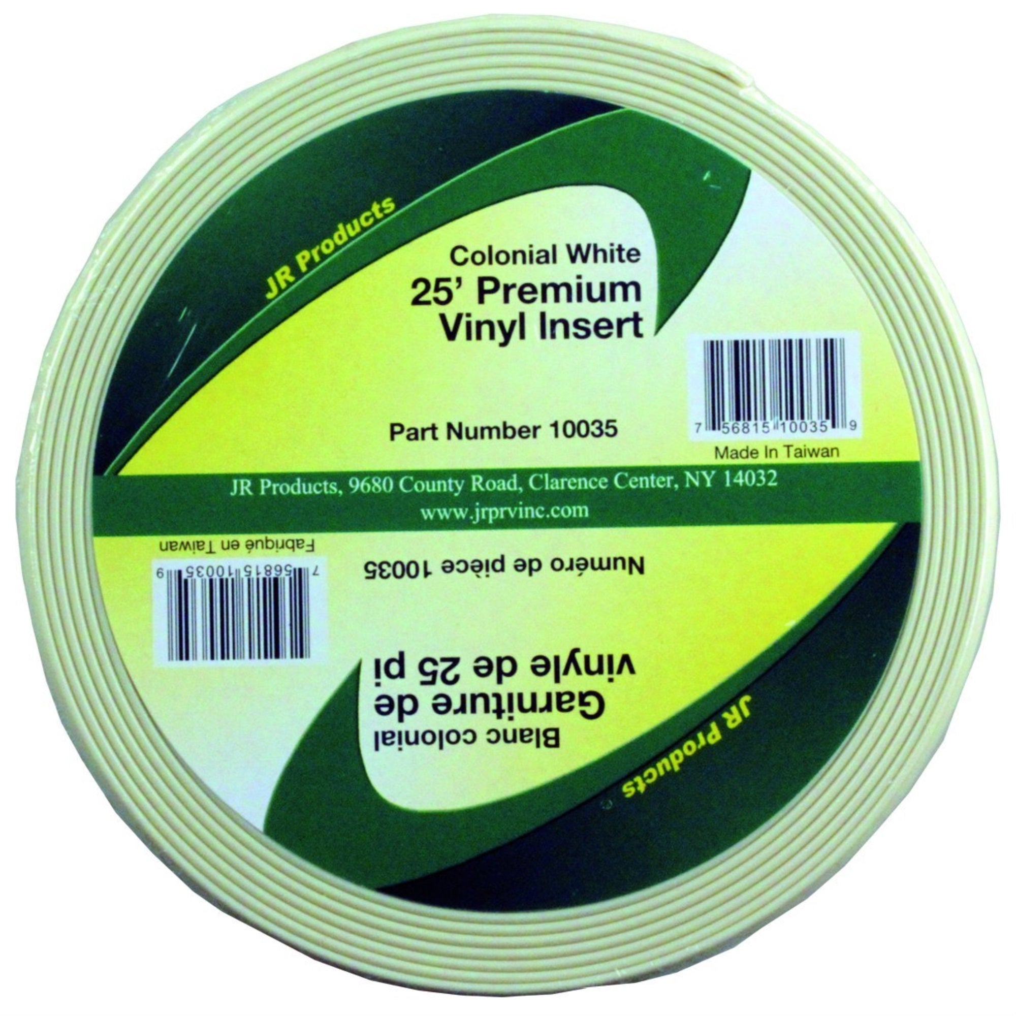 Jr Products 10035 Premium Vinyl Insert - Colonial White, 1' X 25'