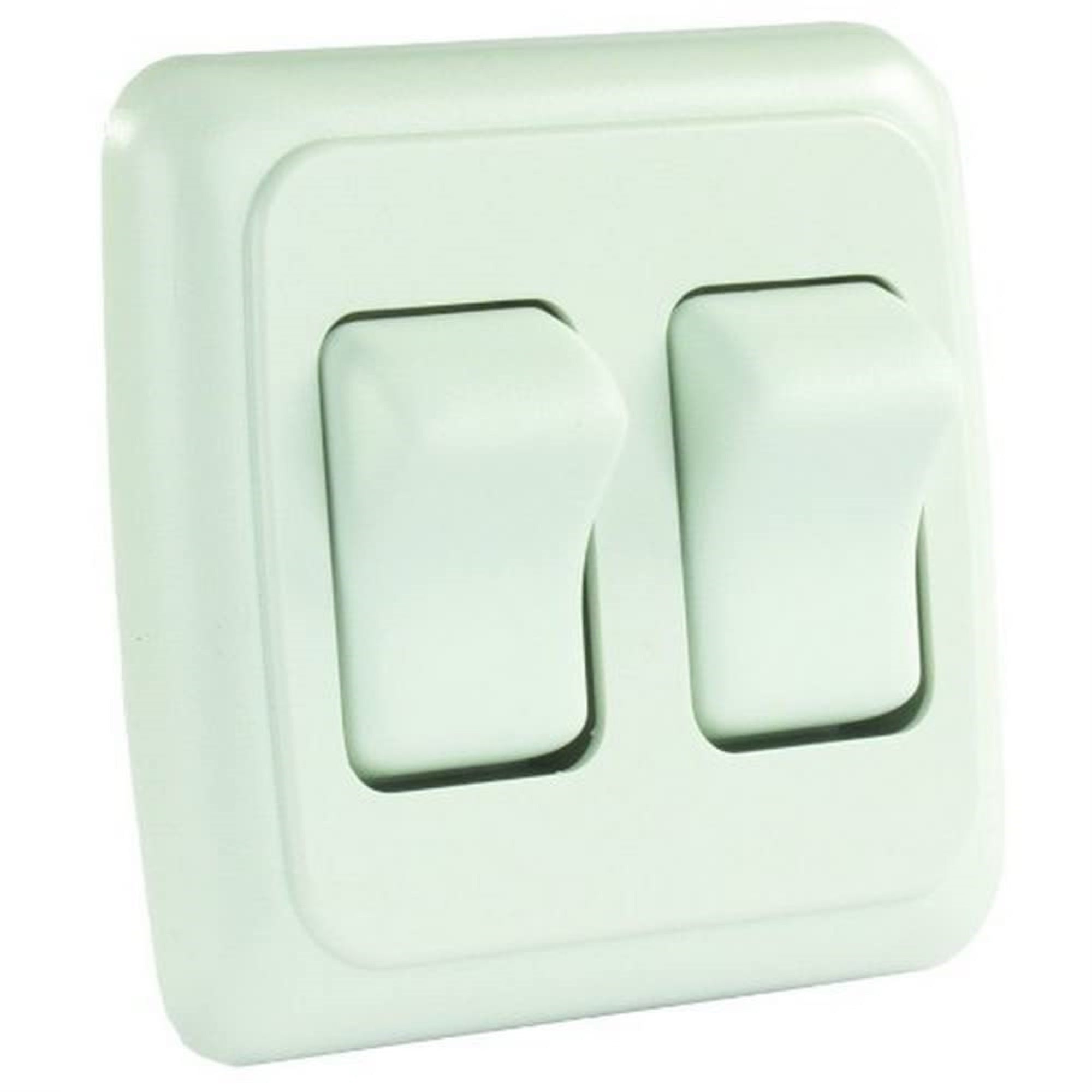 Jr Products 305.1203 12015 White Double Spst On-Off Switch With Bezel
