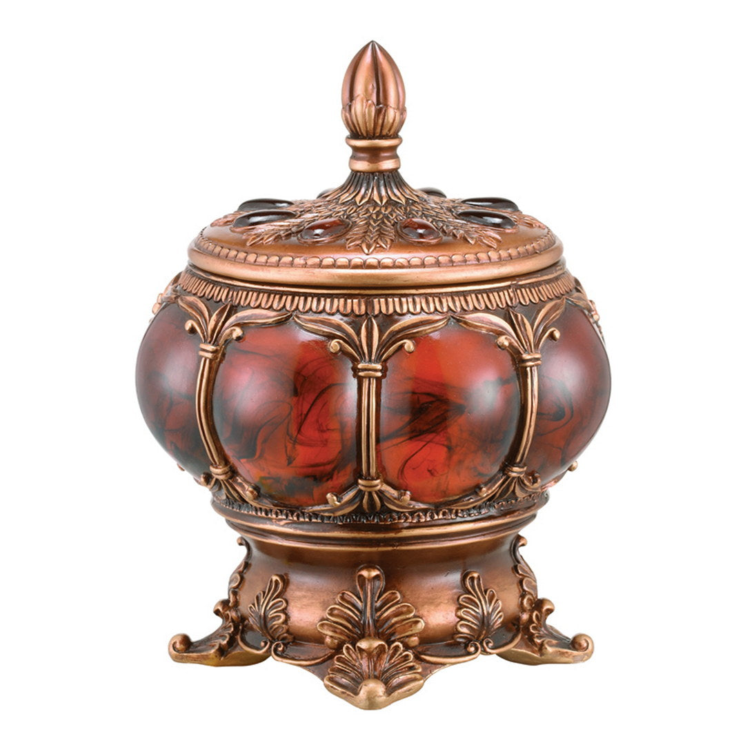 11.5 Tall Polyresin Decorative Jewelry Box, Victorian Style