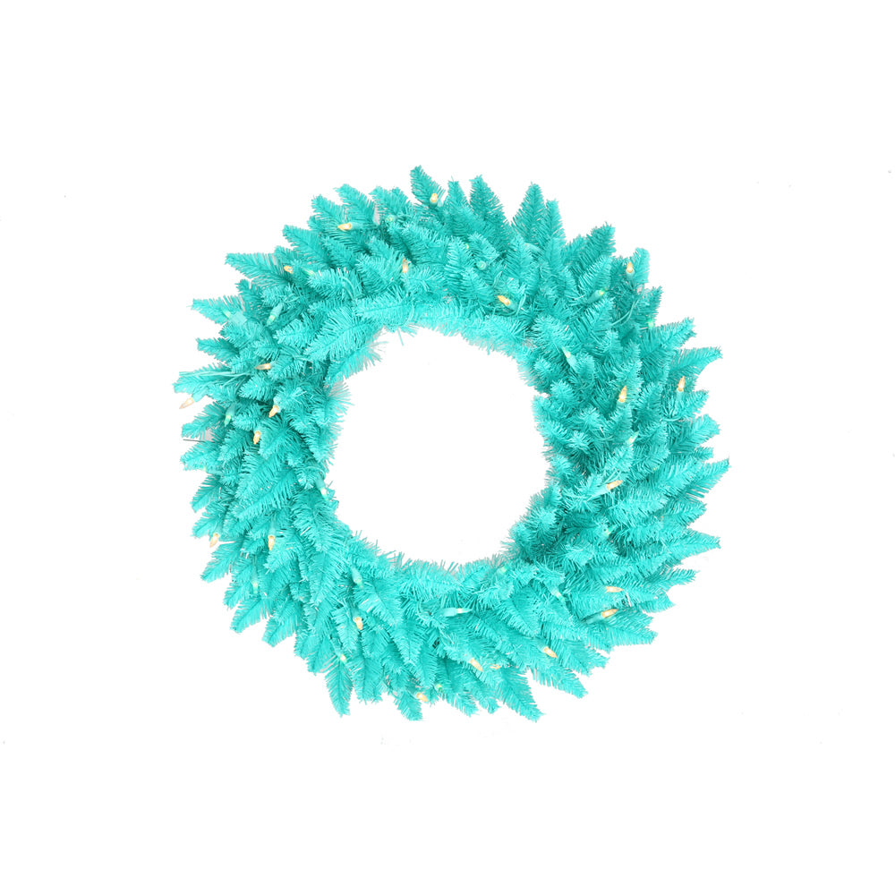 Vickerman 60” Aqua Fir Wreath DuraL LED 200Aq 760T - K161061LED